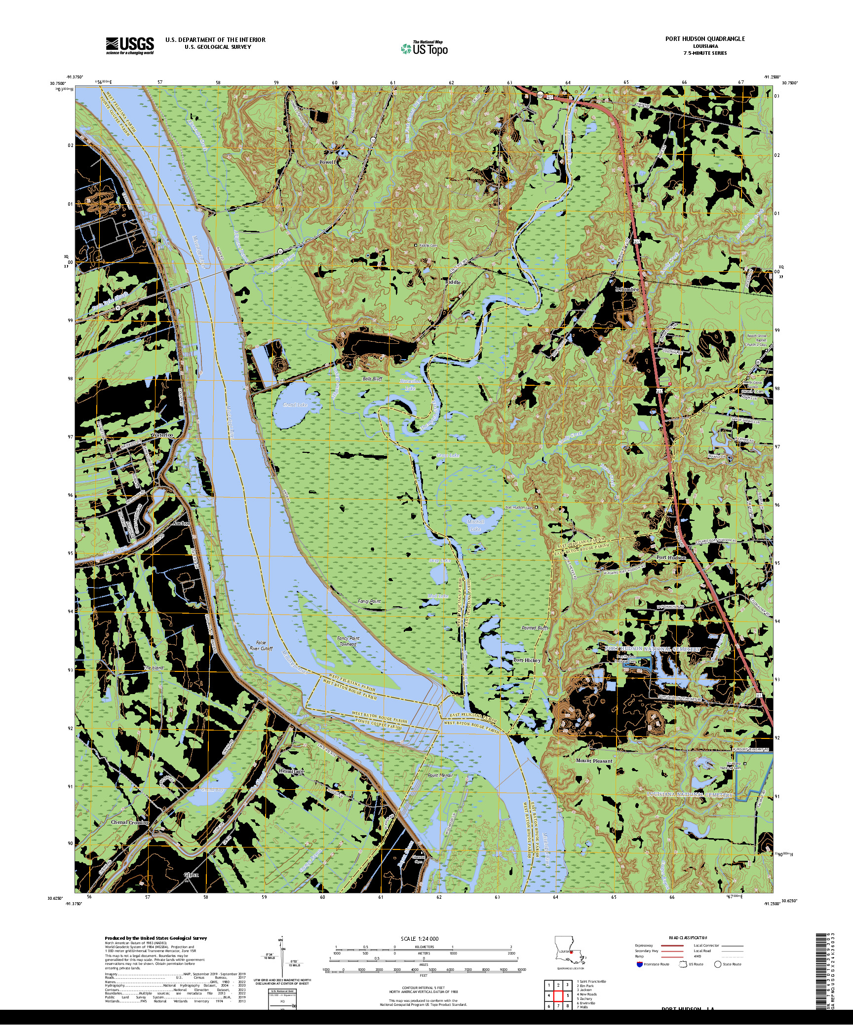 US TOPO 7.5-MINUTE MAP FOR PORT HUDSON, LA