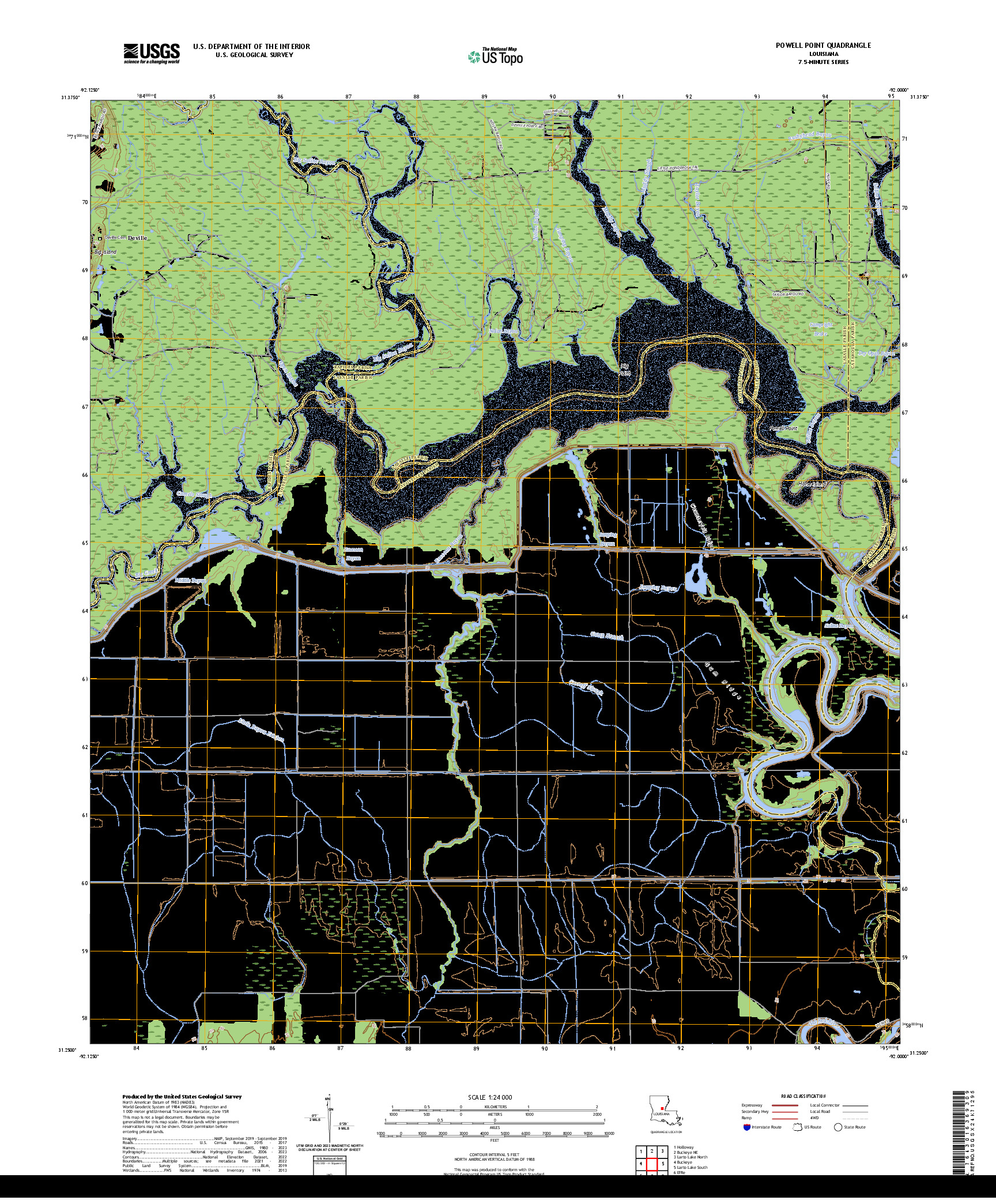US TOPO 7.5-MINUTE MAP FOR POWELL POINT, LA