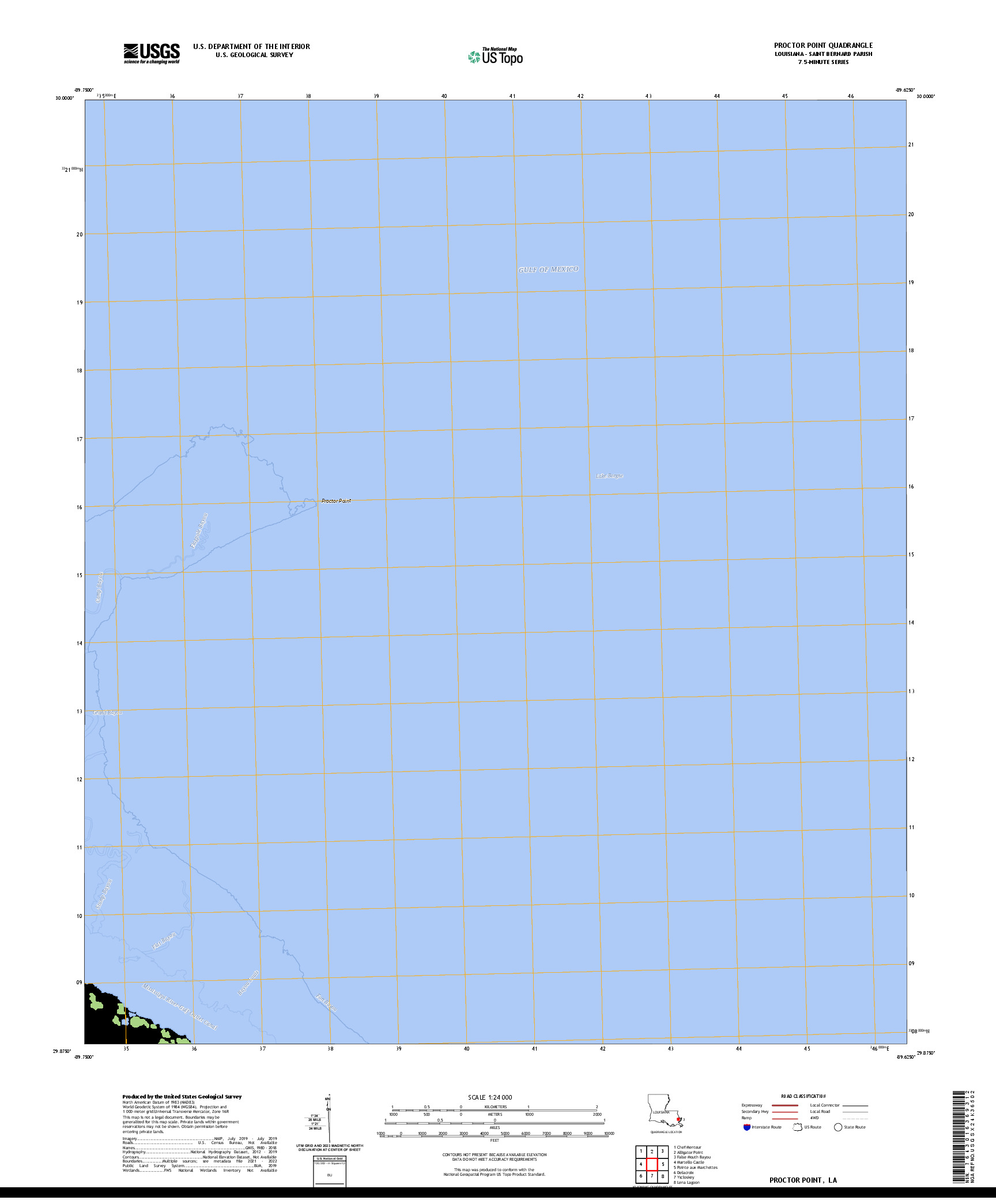 US TOPO 7.5-MINUTE MAP FOR PROCTOR POINT, LA