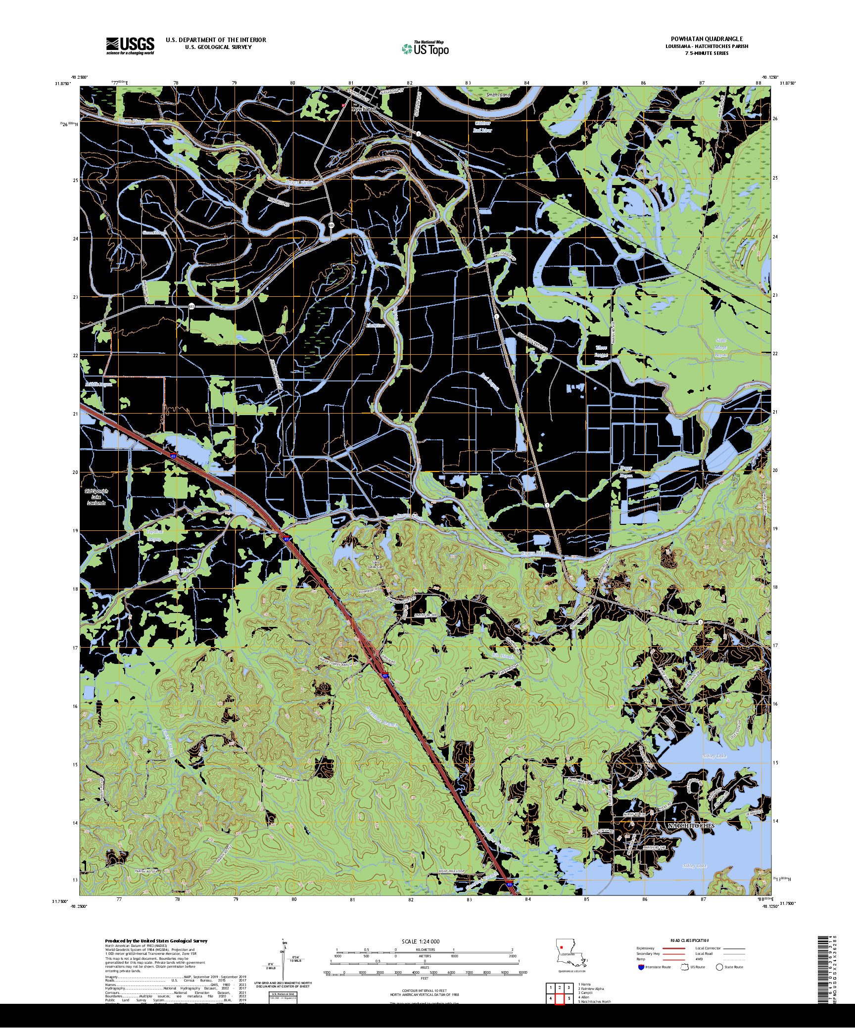 US TOPO 7.5-MINUTE MAP FOR POWHATAN, LA