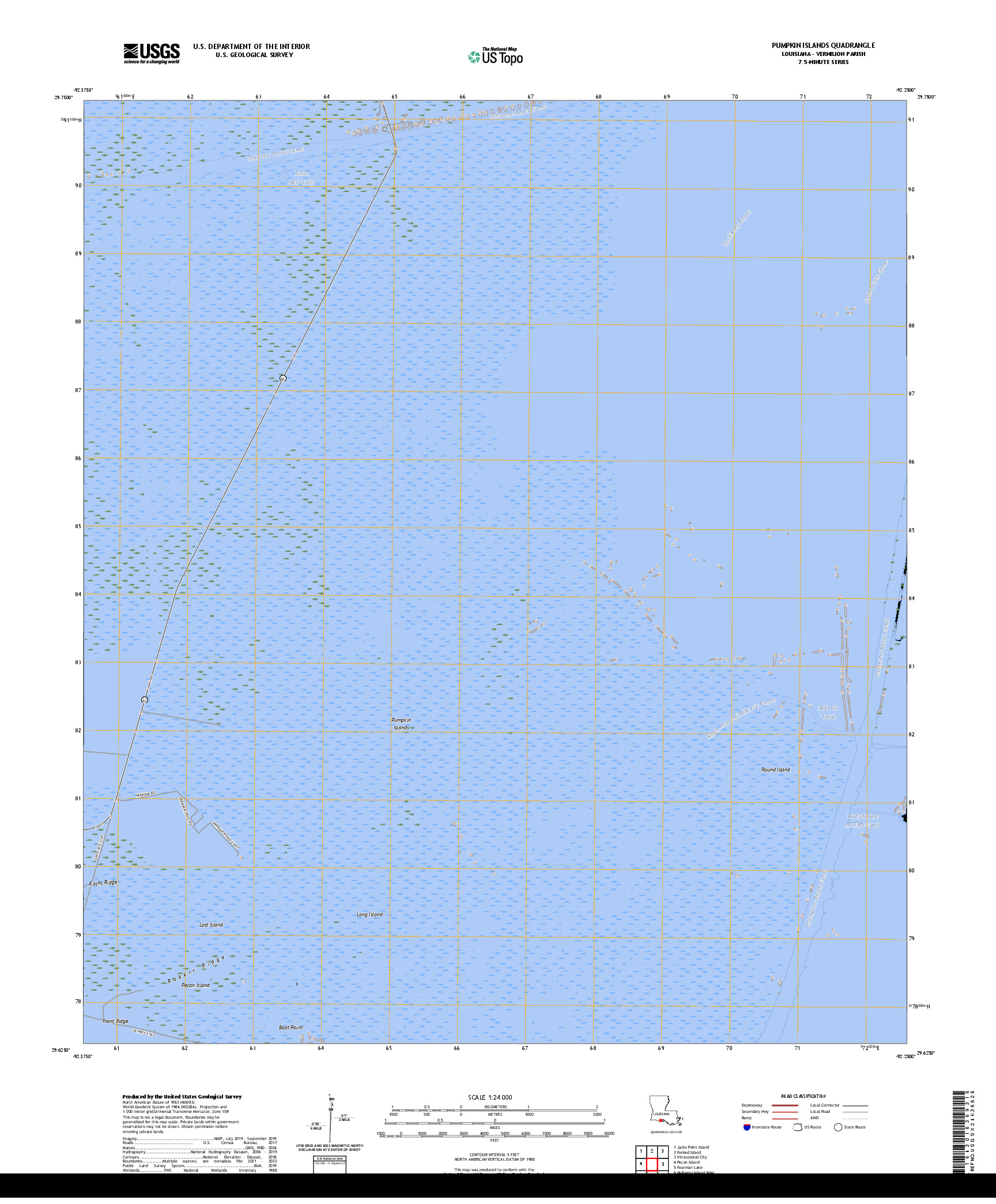 US TOPO 7.5-MINUTE MAP FOR PUMPKIN ISLANDS, LA