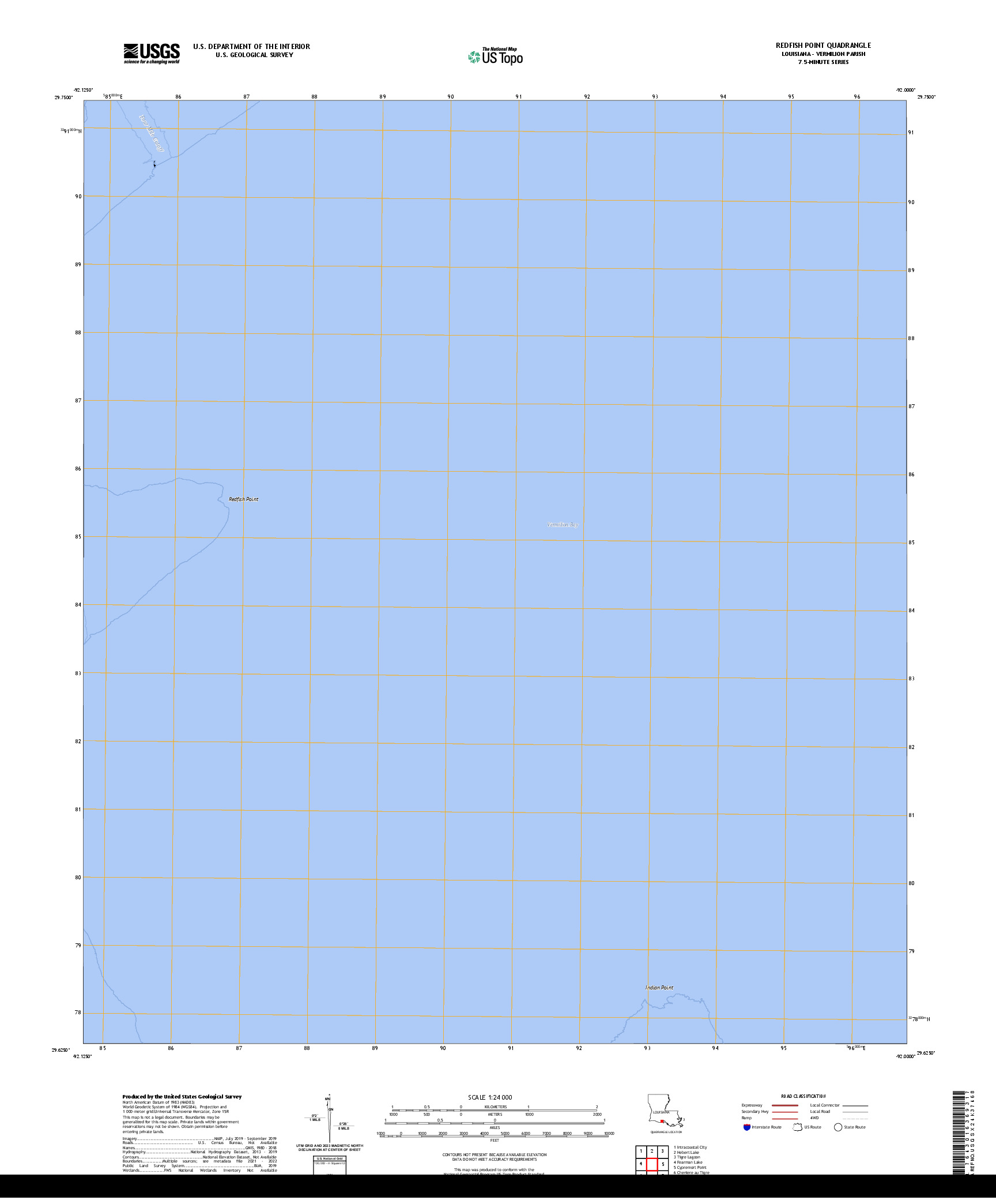 US TOPO 7.5-MINUTE MAP FOR REDFISH POINT, LA