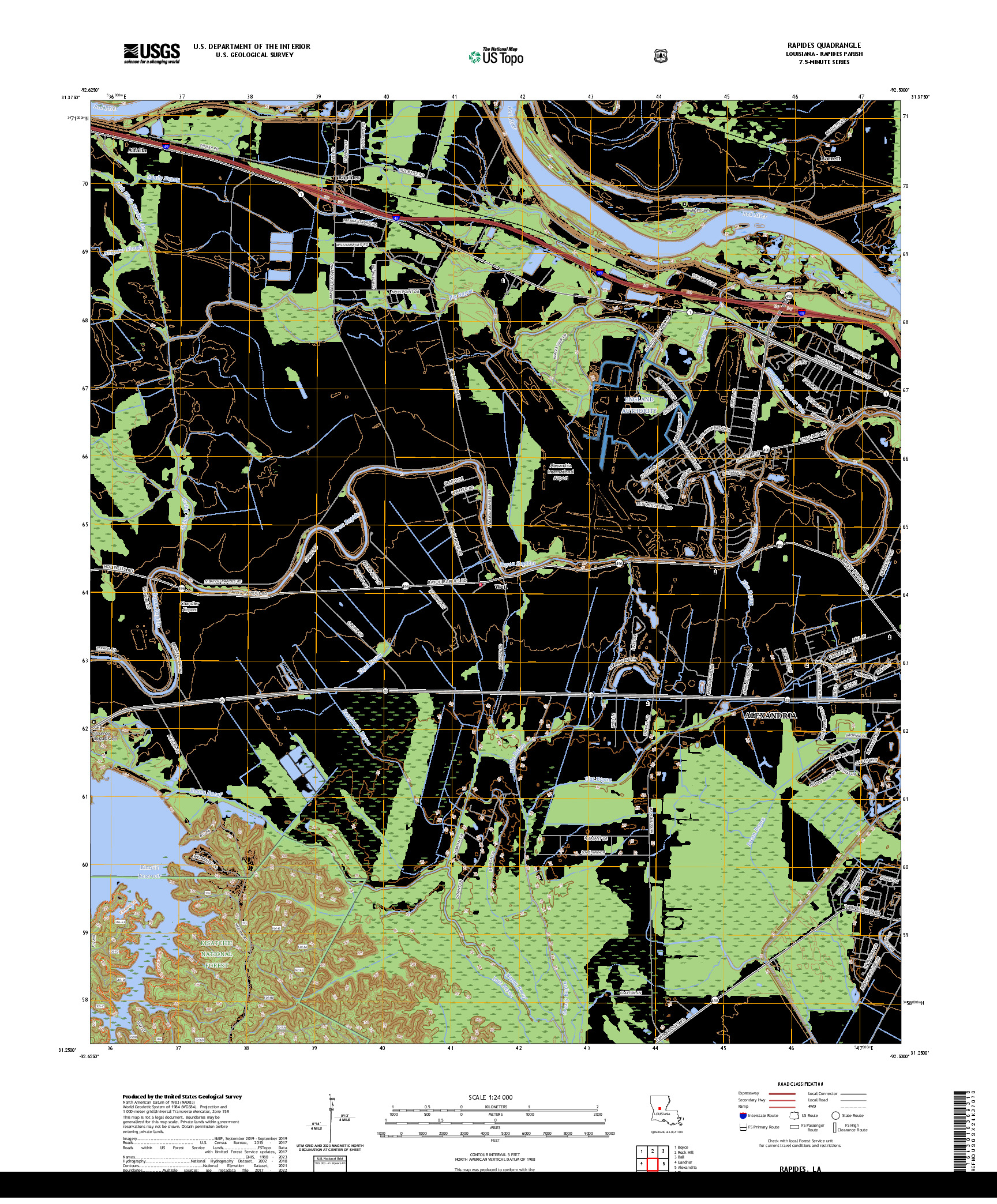 US TOPO 7.5-MINUTE MAP FOR RAPIDES, LA
