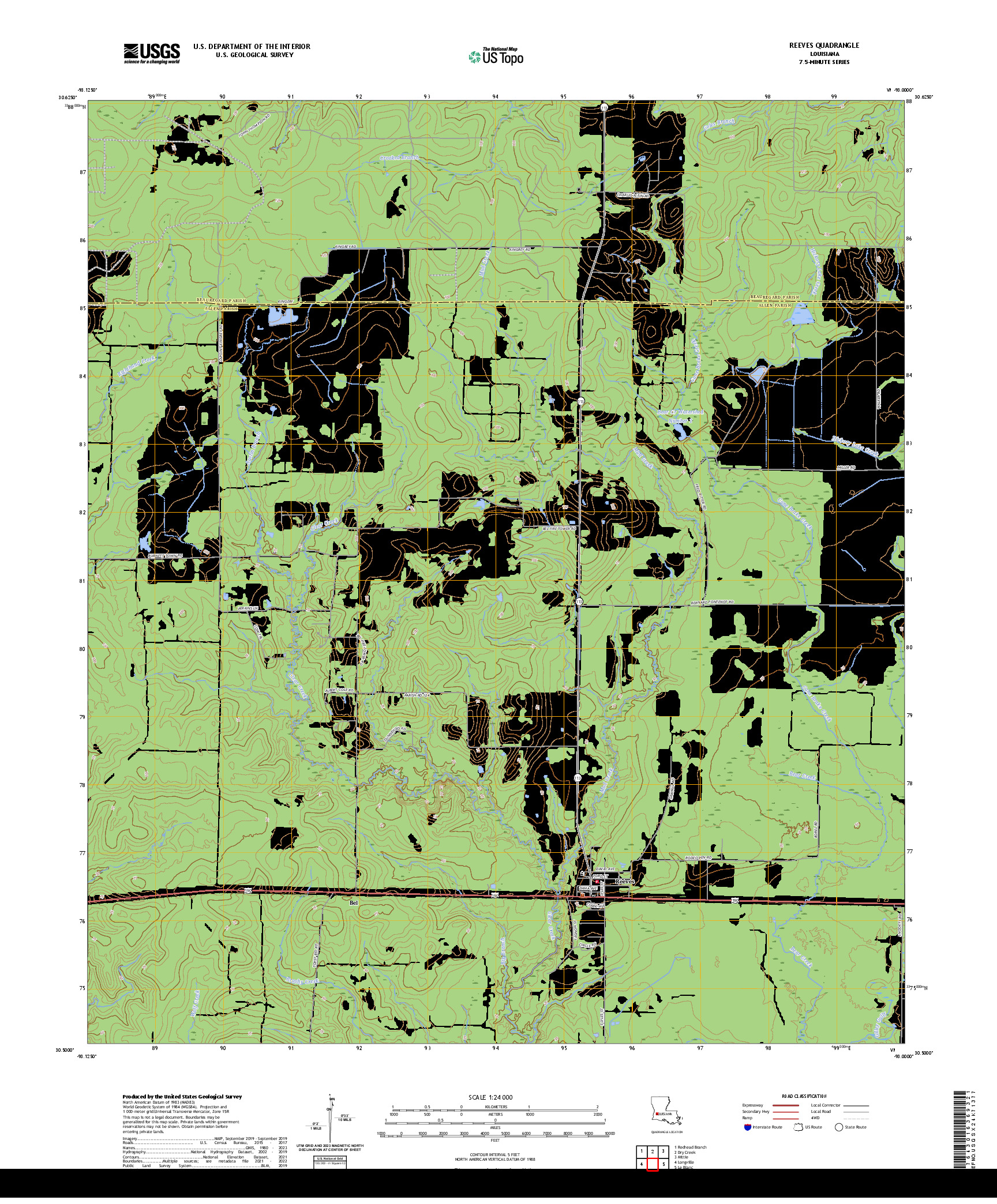 US TOPO 7.5-MINUTE MAP FOR REEVES, LA