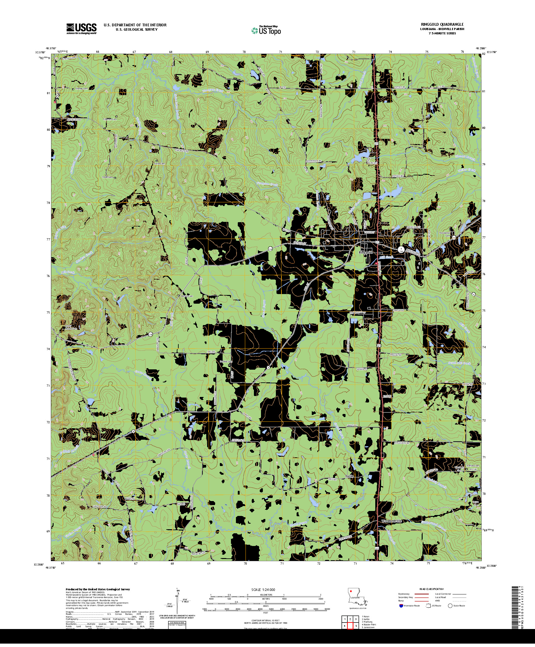 US TOPO 7.5-MINUTE MAP FOR RINGGOLD, LA