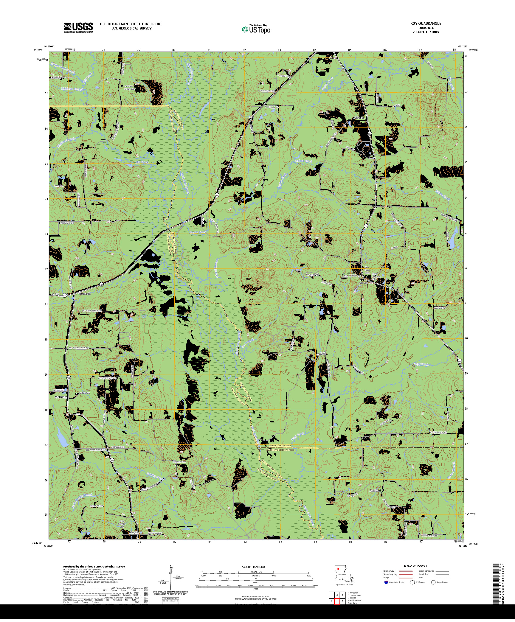 US TOPO 7.5-MINUTE MAP FOR ROY, LA