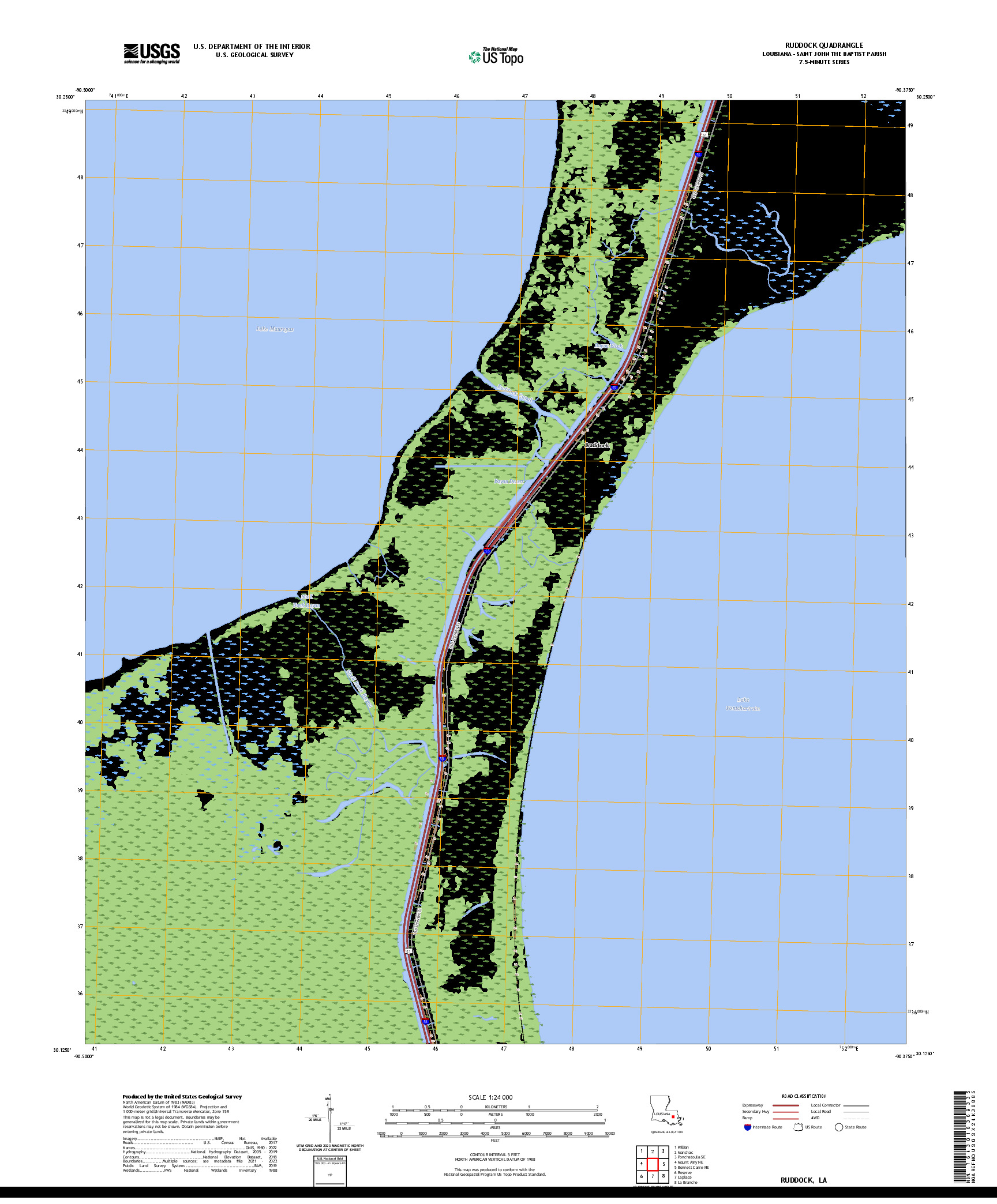 US TOPO 7.5-MINUTE MAP FOR RUDDOCK, LA