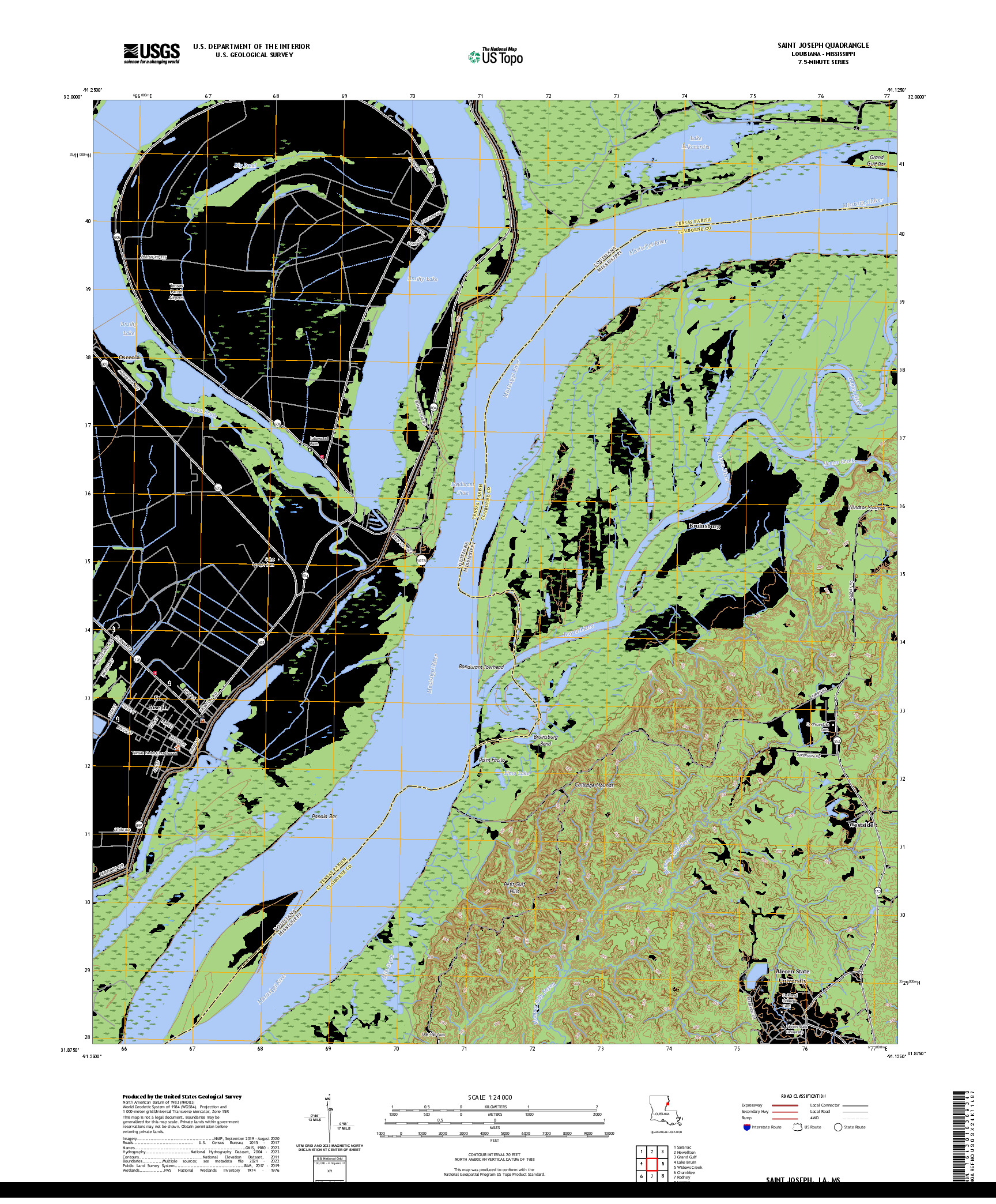 US TOPO 7.5-MINUTE MAP FOR SAINT JOSEPH, LA,MS