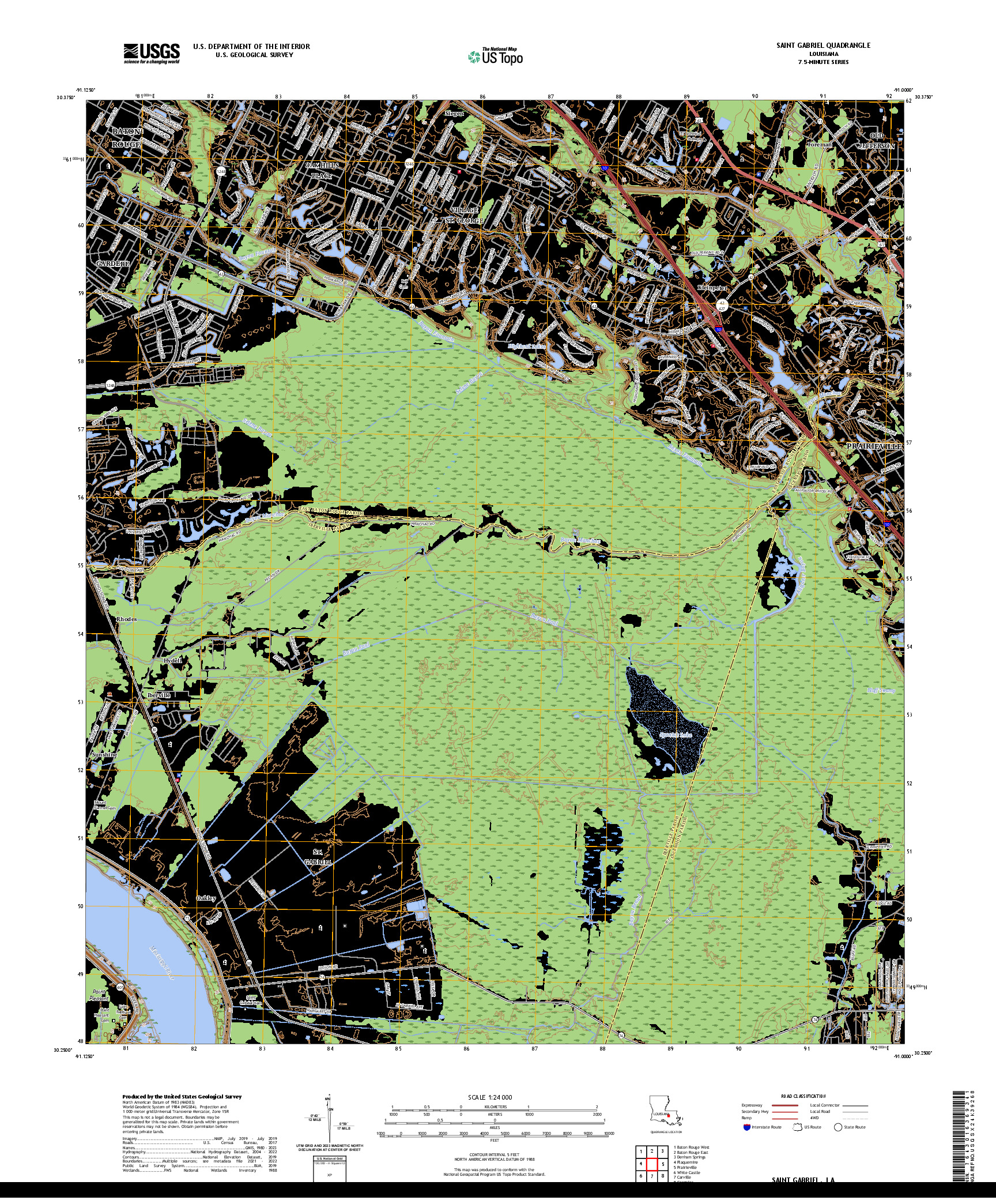 US TOPO 7.5-MINUTE MAP FOR SAINT GABRIEL, LA
