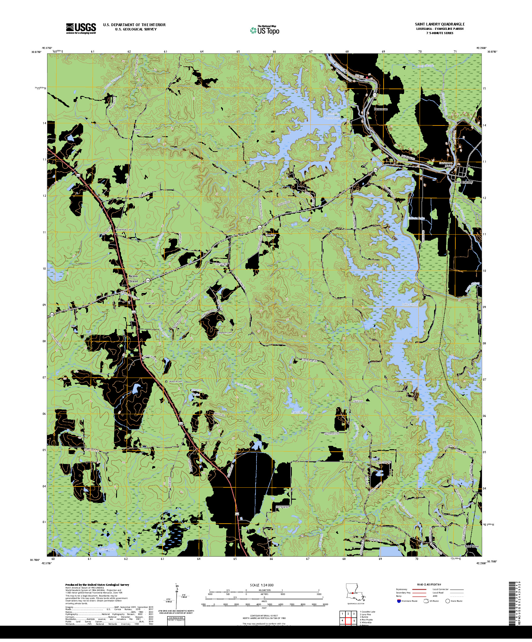US TOPO 7.5-MINUTE MAP FOR SAINT LANDRY, LA