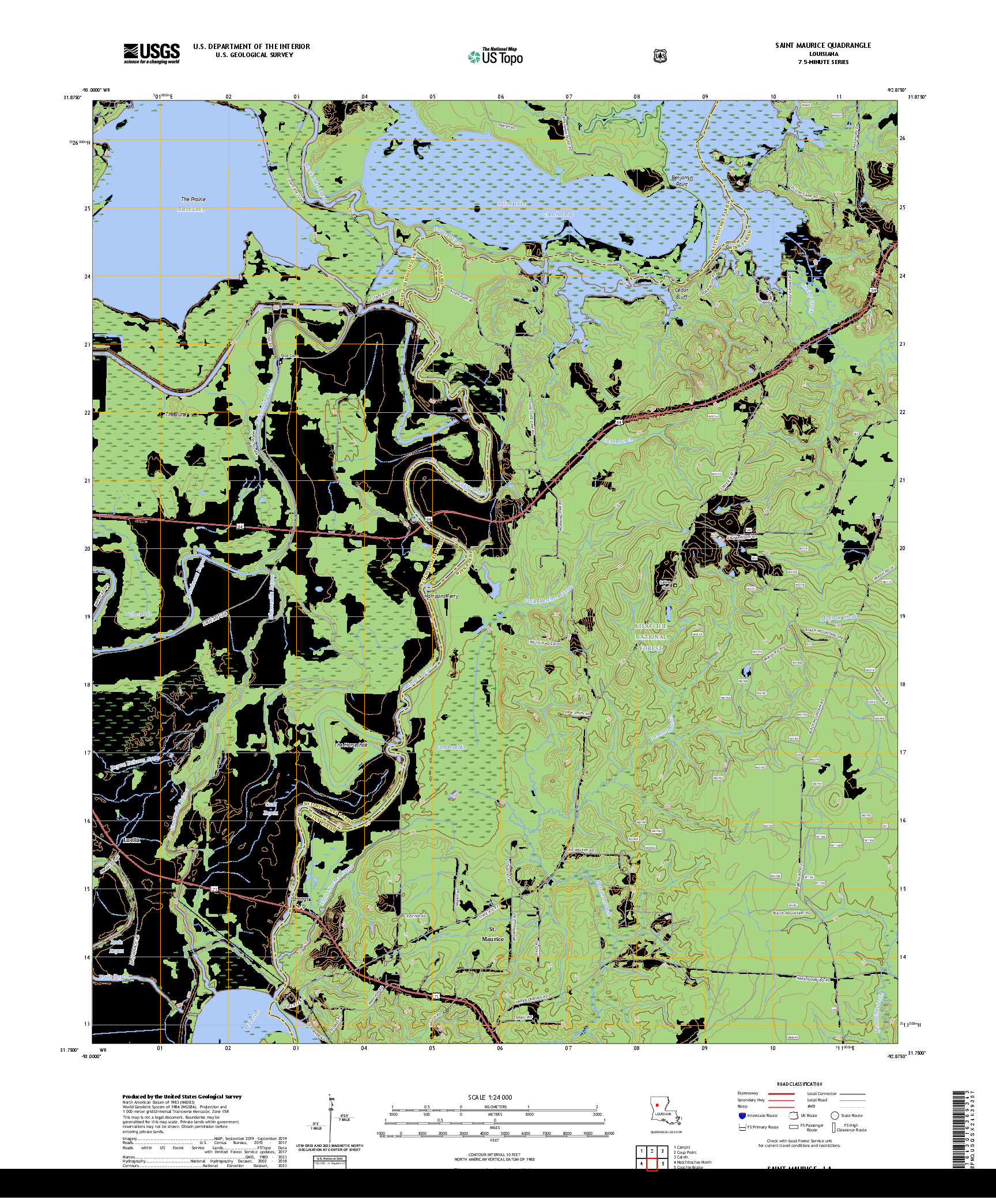 US TOPO 7.5-MINUTE MAP FOR SAINT MAURICE, LA