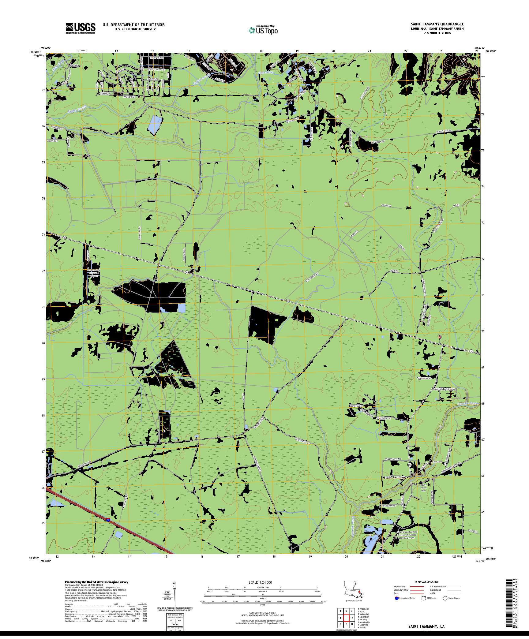 US TOPO 7.5-MINUTE MAP FOR SAINT TAMMANY, LA