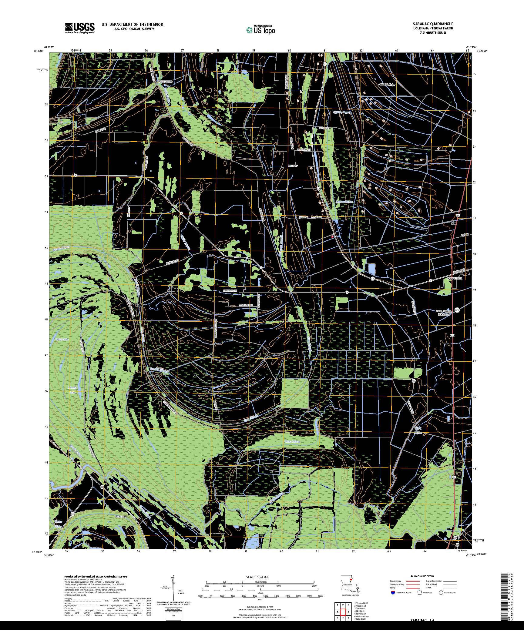 US TOPO 7.5-MINUTE MAP FOR SARANAC, LA