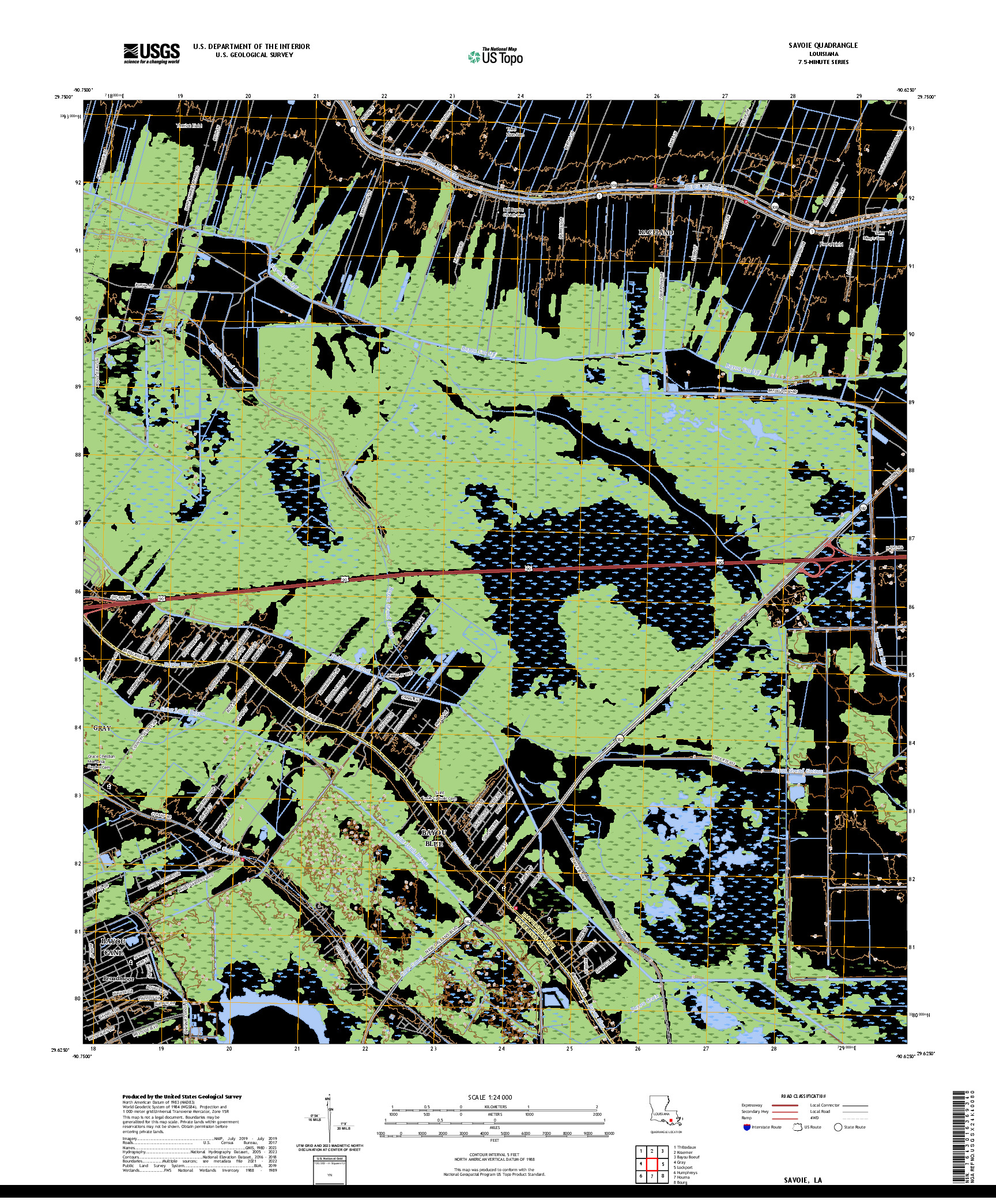 US TOPO 7.5-MINUTE MAP FOR SAVOIE, LA