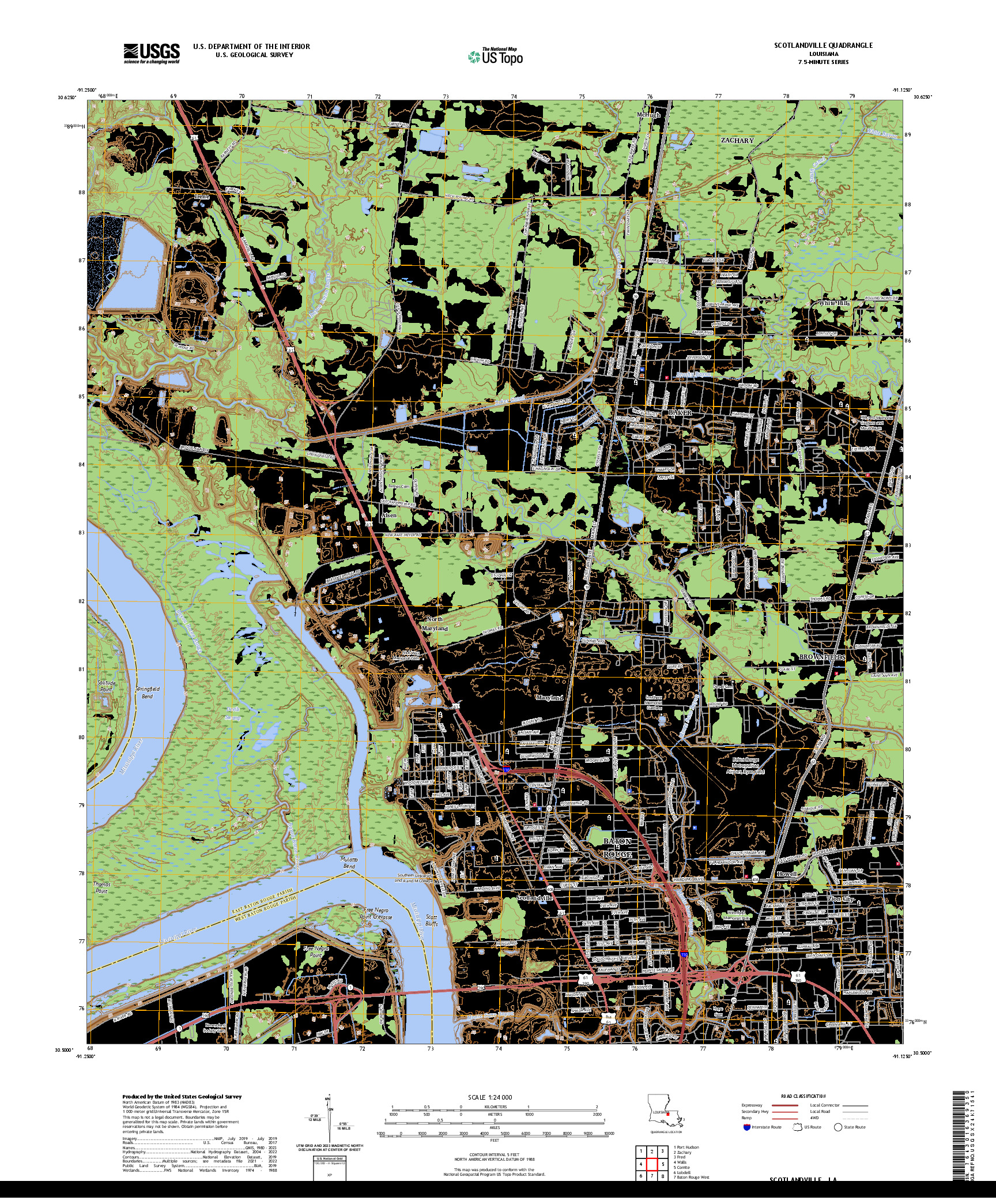 US TOPO 7.5-MINUTE MAP FOR SCOTLANDVILLE, LA