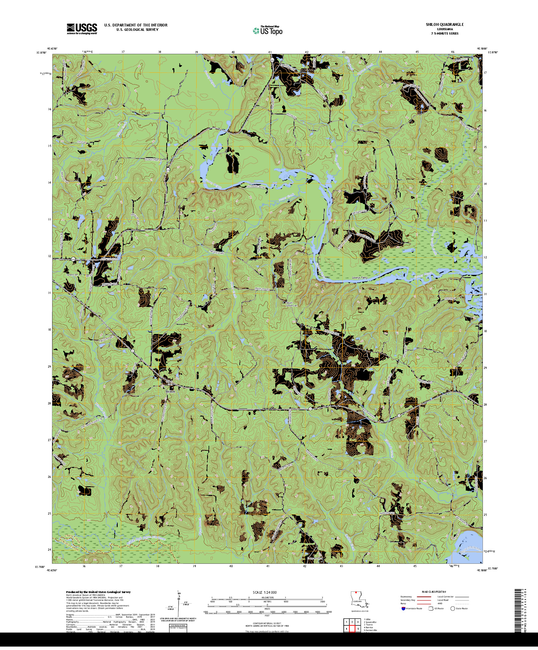 US TOPO 7.5-MINUTE MAP FOR SHILOH, LA