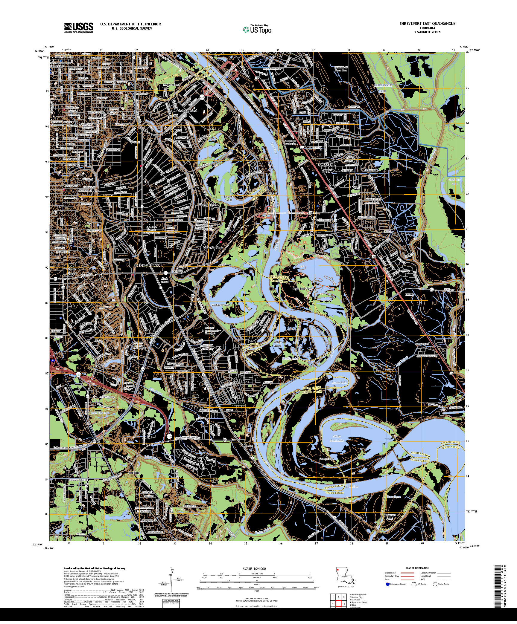 US TOPO 7.5-MINUTE MAP FOR SHREVEPORT EAST, LA