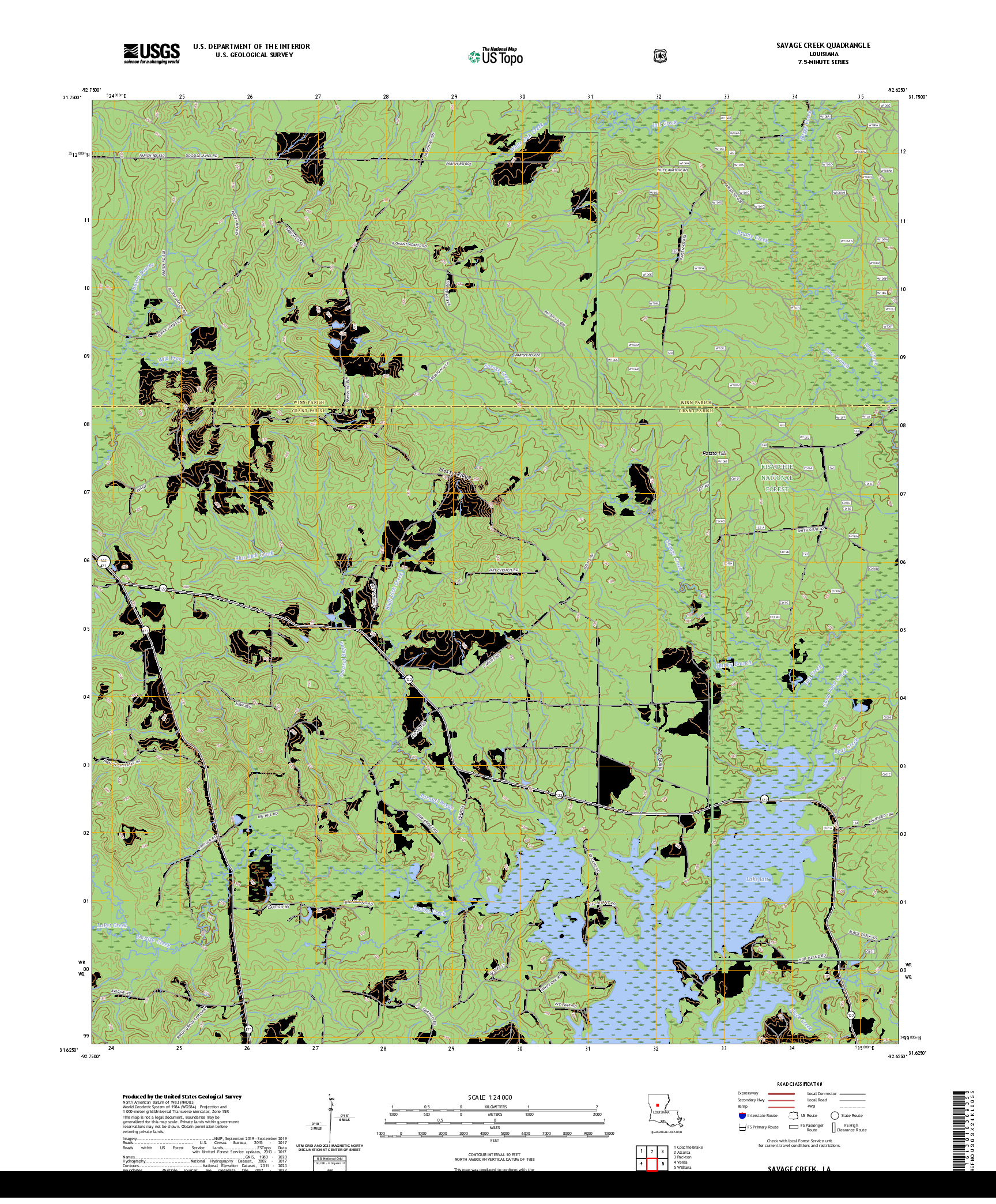 US TOPO 7.5-MINUTE MAP FOR SAVAGE CREEK, LA