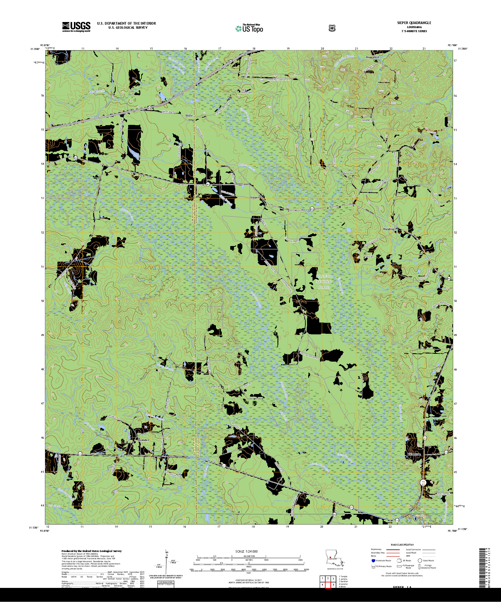 US TOPO 7.5-MINUTE MAP FOR SIEPER, LA