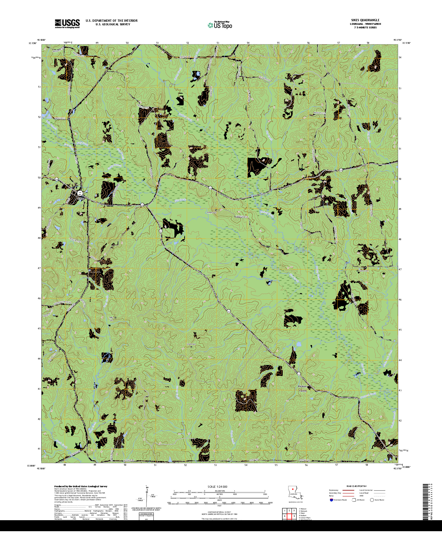 US TOPO 7.5-MINUTE MAP FOR SIKES, LA