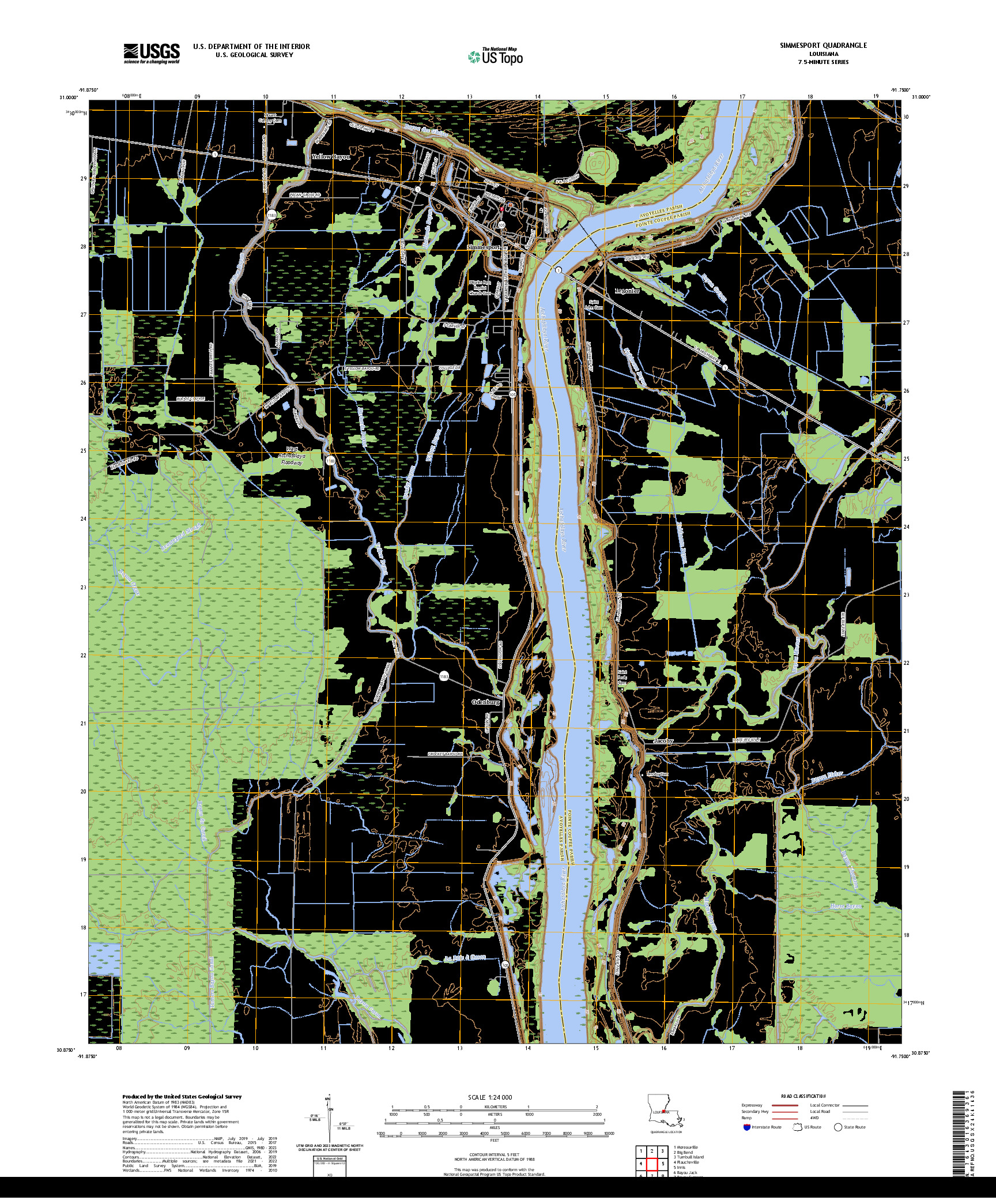 US TOPO 7.5-MINUTE MAP FOR SIMMESPORT, LA