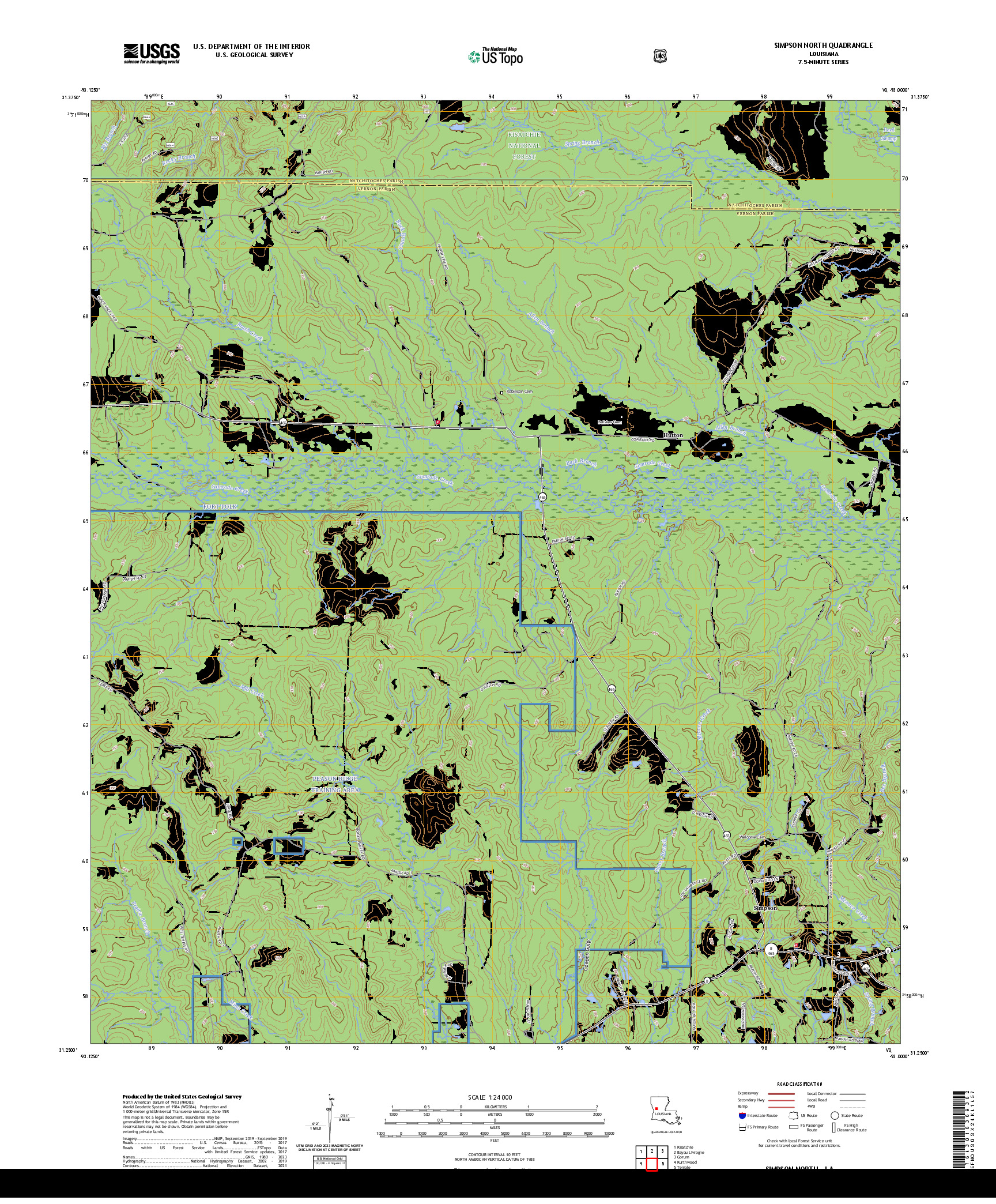 US TOPO 7.5-MINUTE MAP FOR SIMPSON NORTH, LA