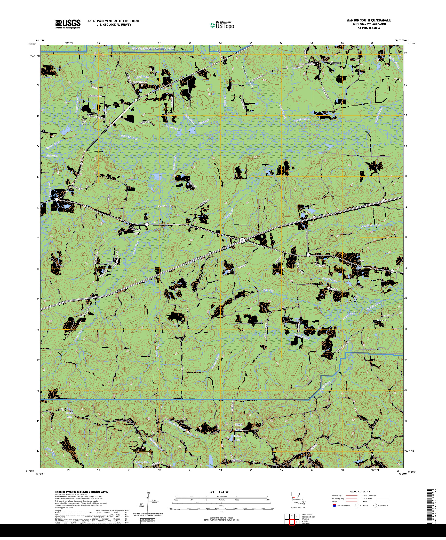 US TOPO 7.5-MINUTE MAP FOR SIMPSON SOUTH, LA