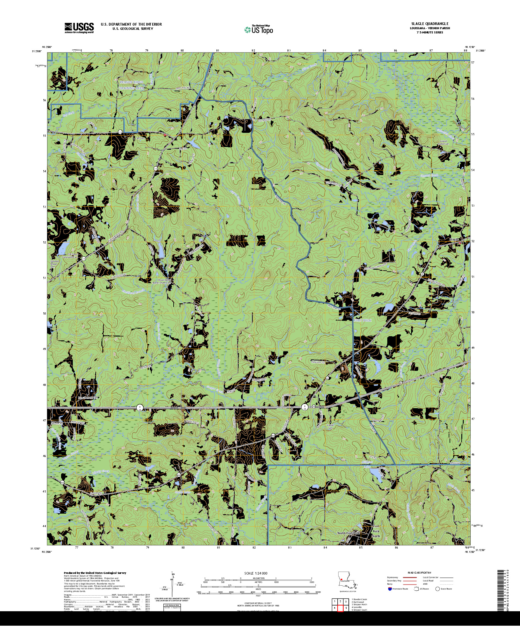 US TOPO 7.5-MINUTE MAP FOR SLAGLE, LA