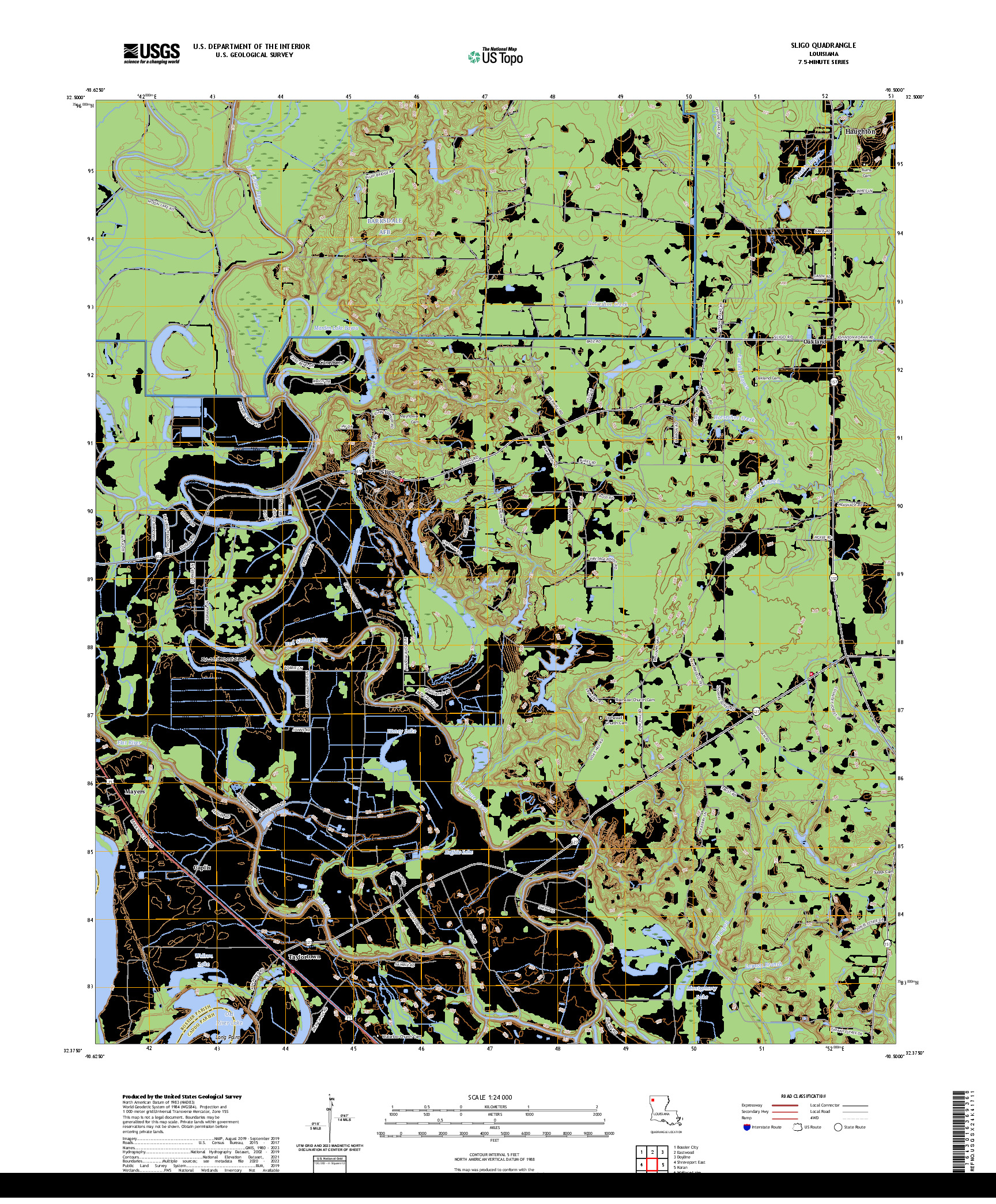 US TOPO 7.5-MINUTE MAP FOR SLIGO, LA