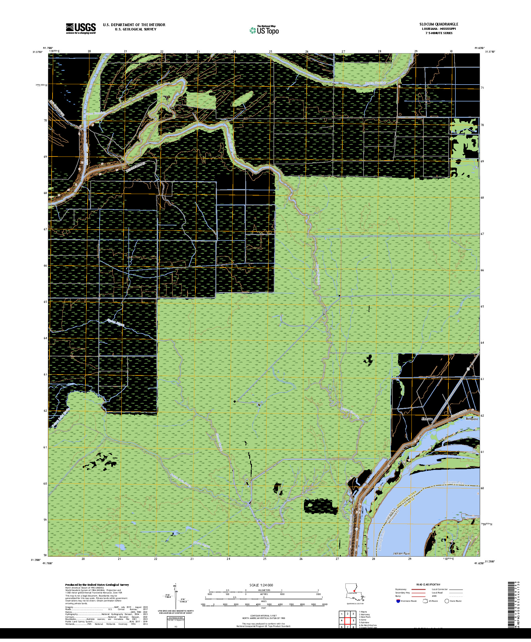 US TOPO 7.5-MINUTE MAP FOR SLOCUM, LA,MS