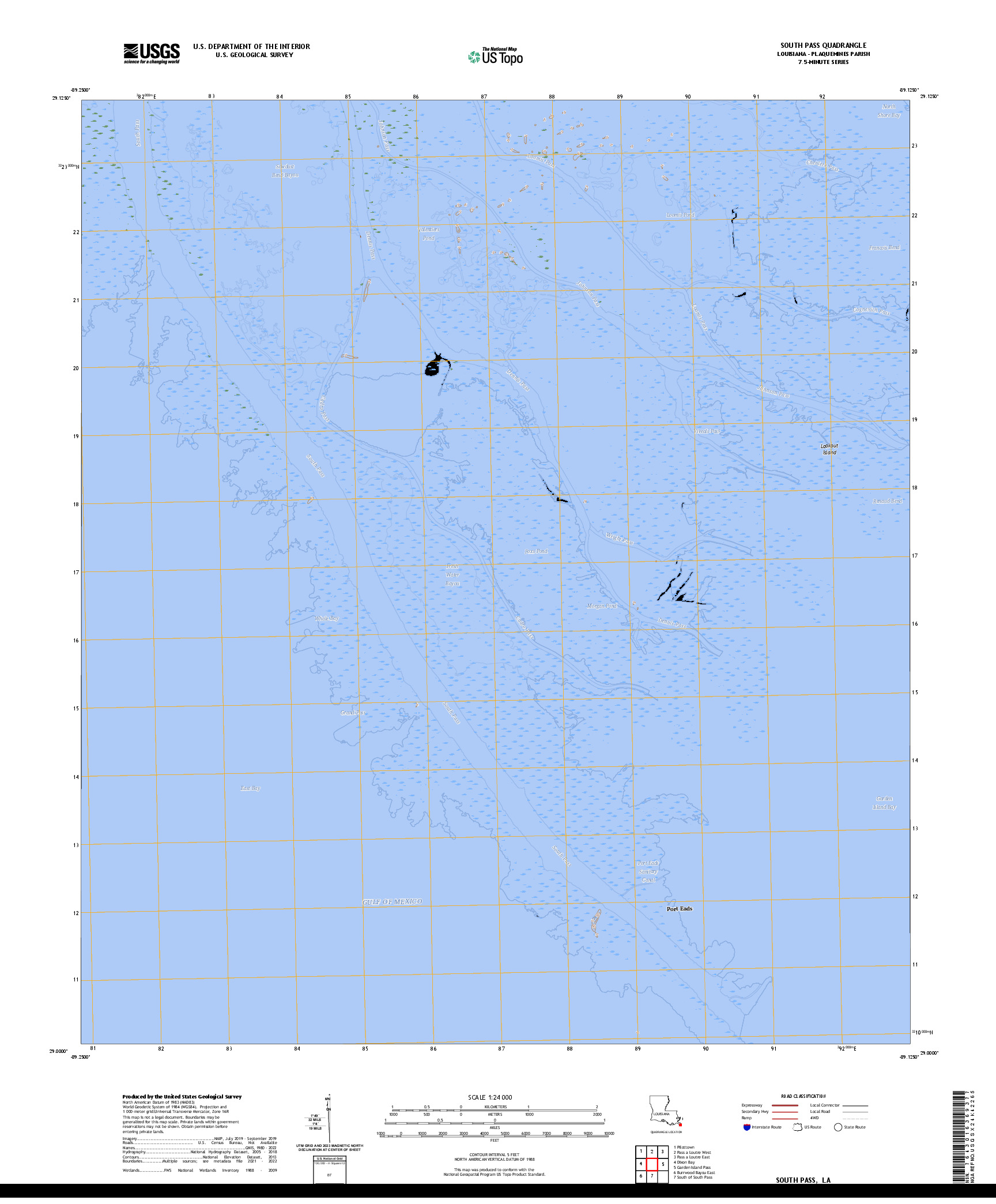 US TOPO 7.5-MINUTE MAP FOR SOUTH PASS, LA