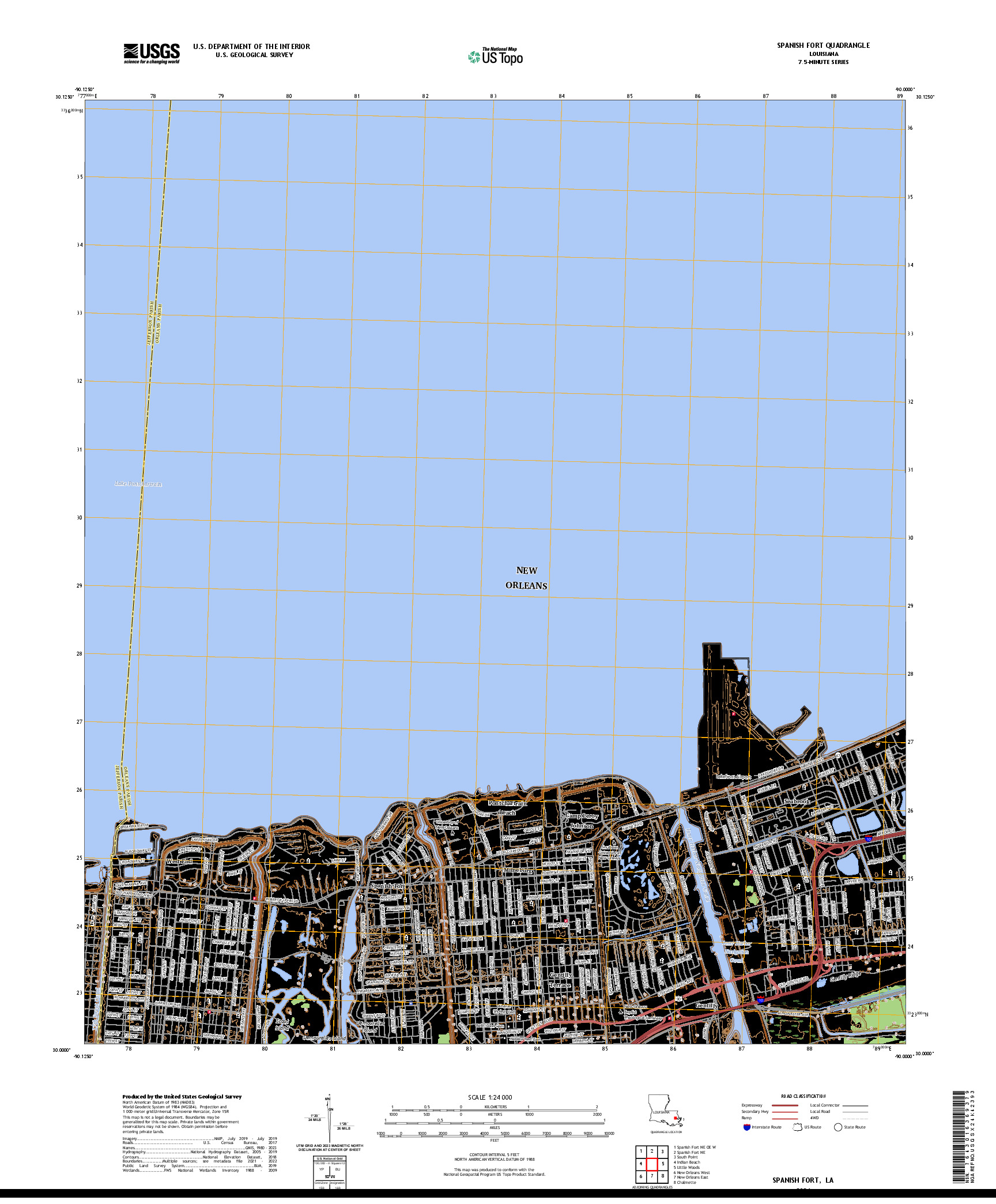 US TOPO 7.5-MINUTE MAP FOR SPANISH FORT, LA