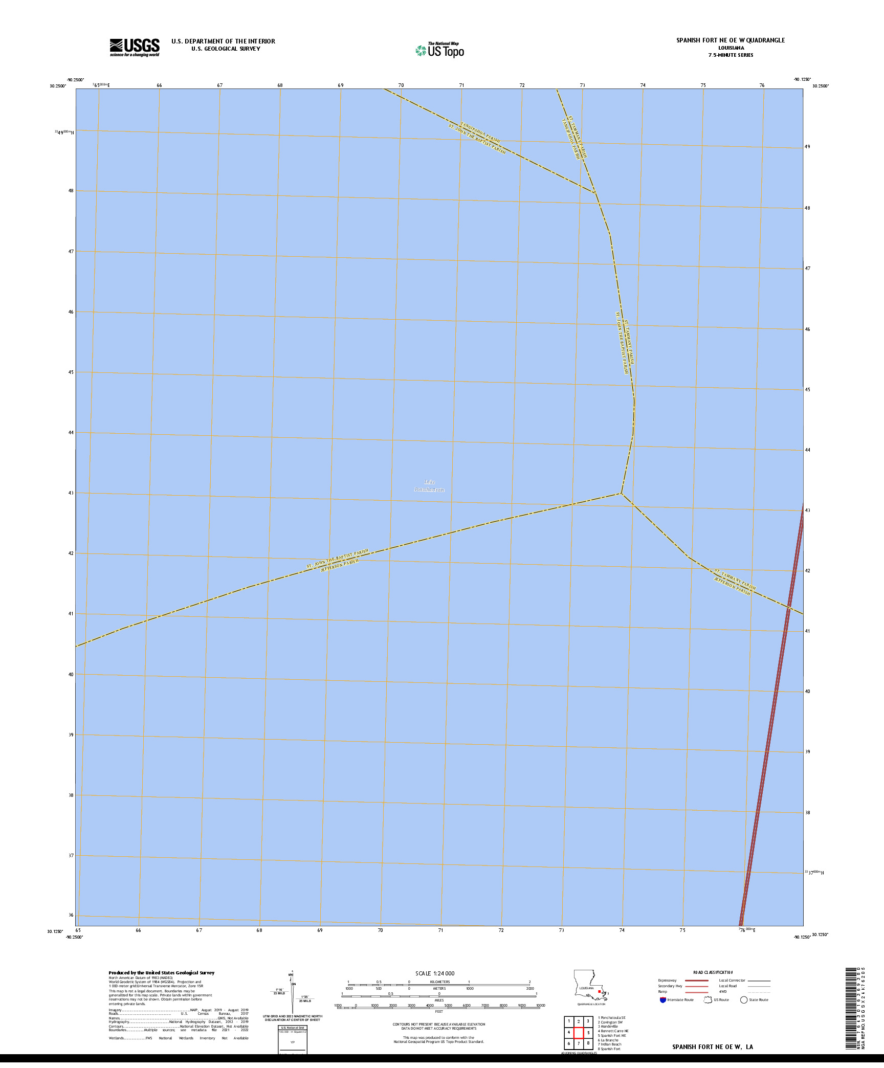 US TOPO 7.5-MINUTE MAP FOR SPANISH FORT NE OE W, LA
