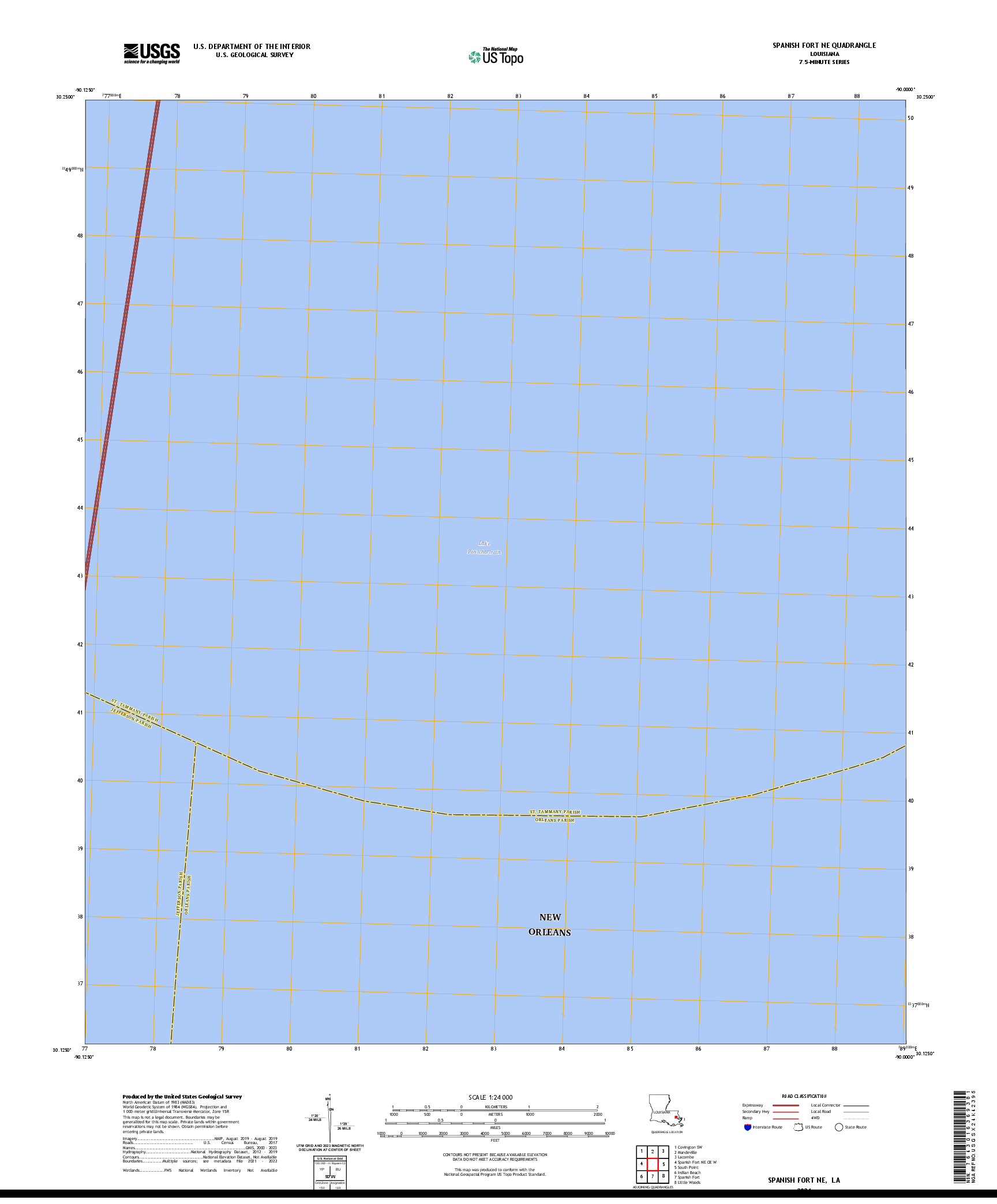 US TOPO 7.5-MINUTE MAP FOR SPANISH FORT NE, LA