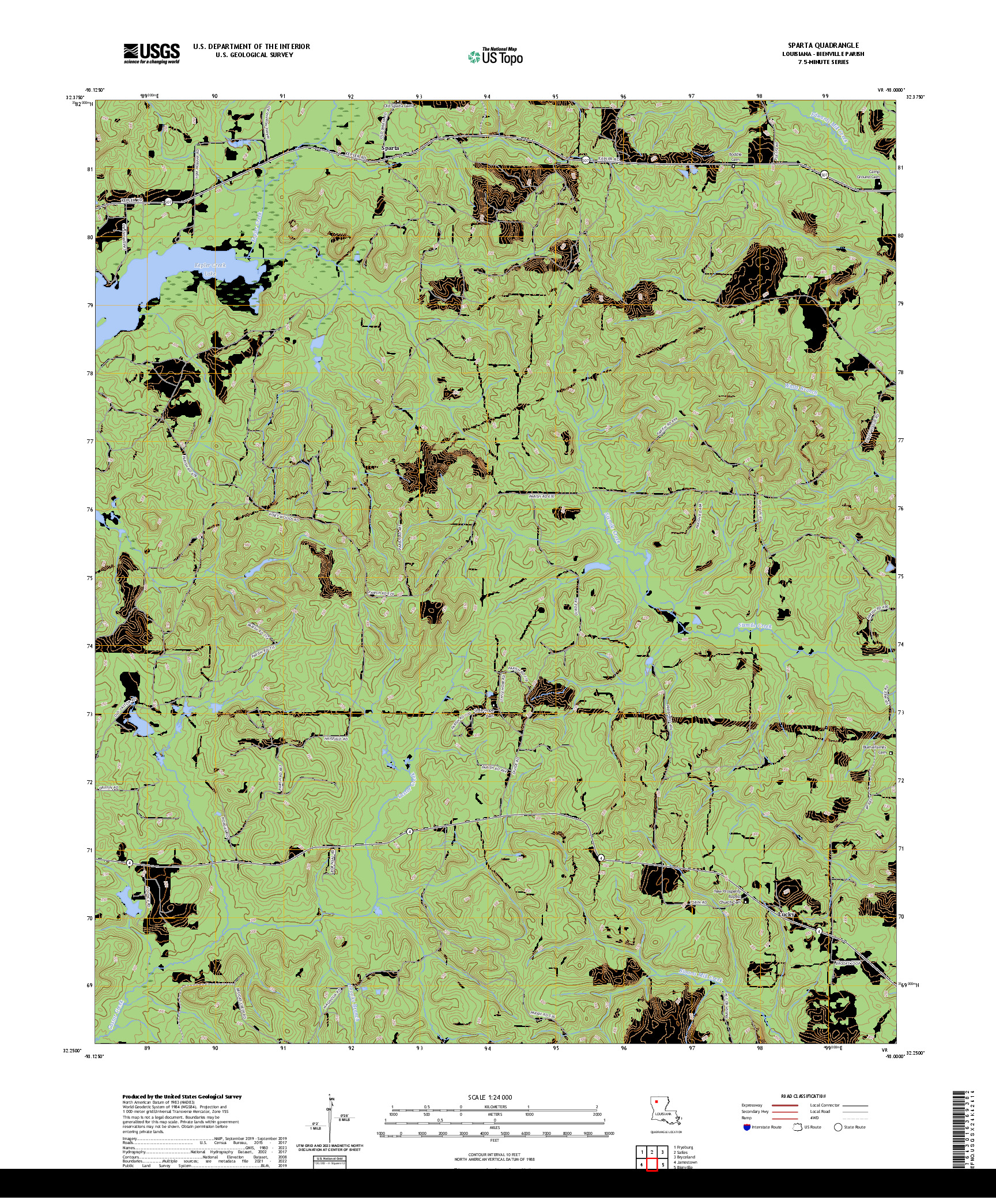 US TOPO 7.5-MINUTE MAP FOR SPARTA, LA