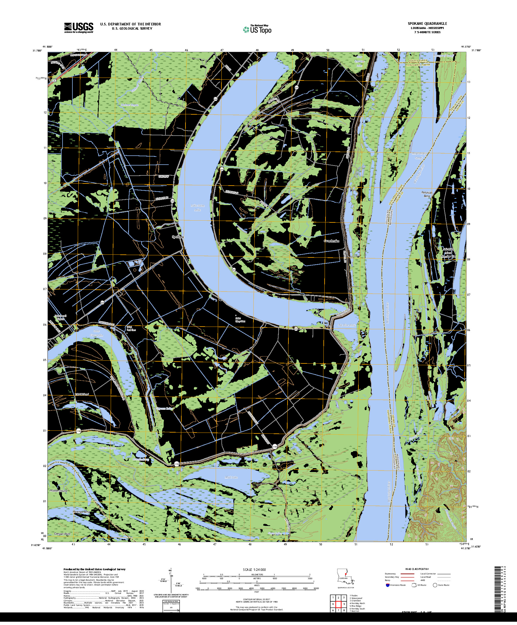 US TOPO 7.5-MINUTE MAP FOR SPOKANE, LA,MS