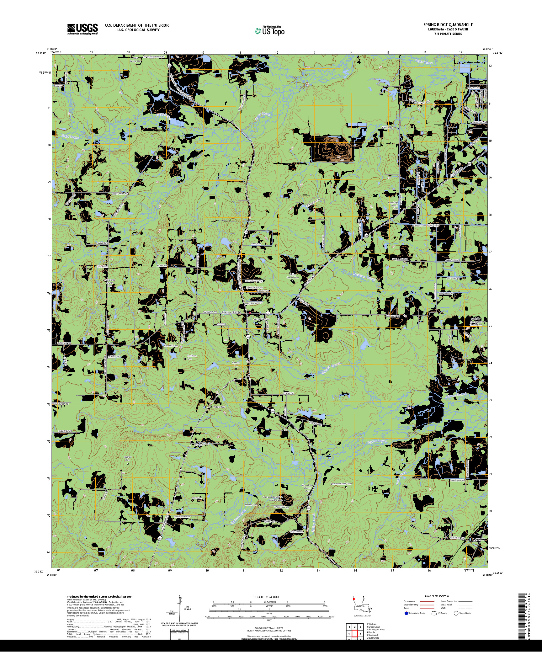 US TOPO 7.5-MINUTE MAP FOR SPRING RIDGE, LA