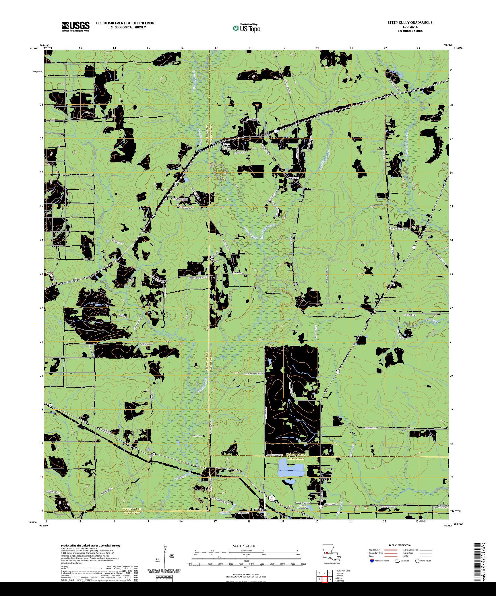 US TOPO 7.5-MINUTE MAP FOR STEEP GULLY, LA