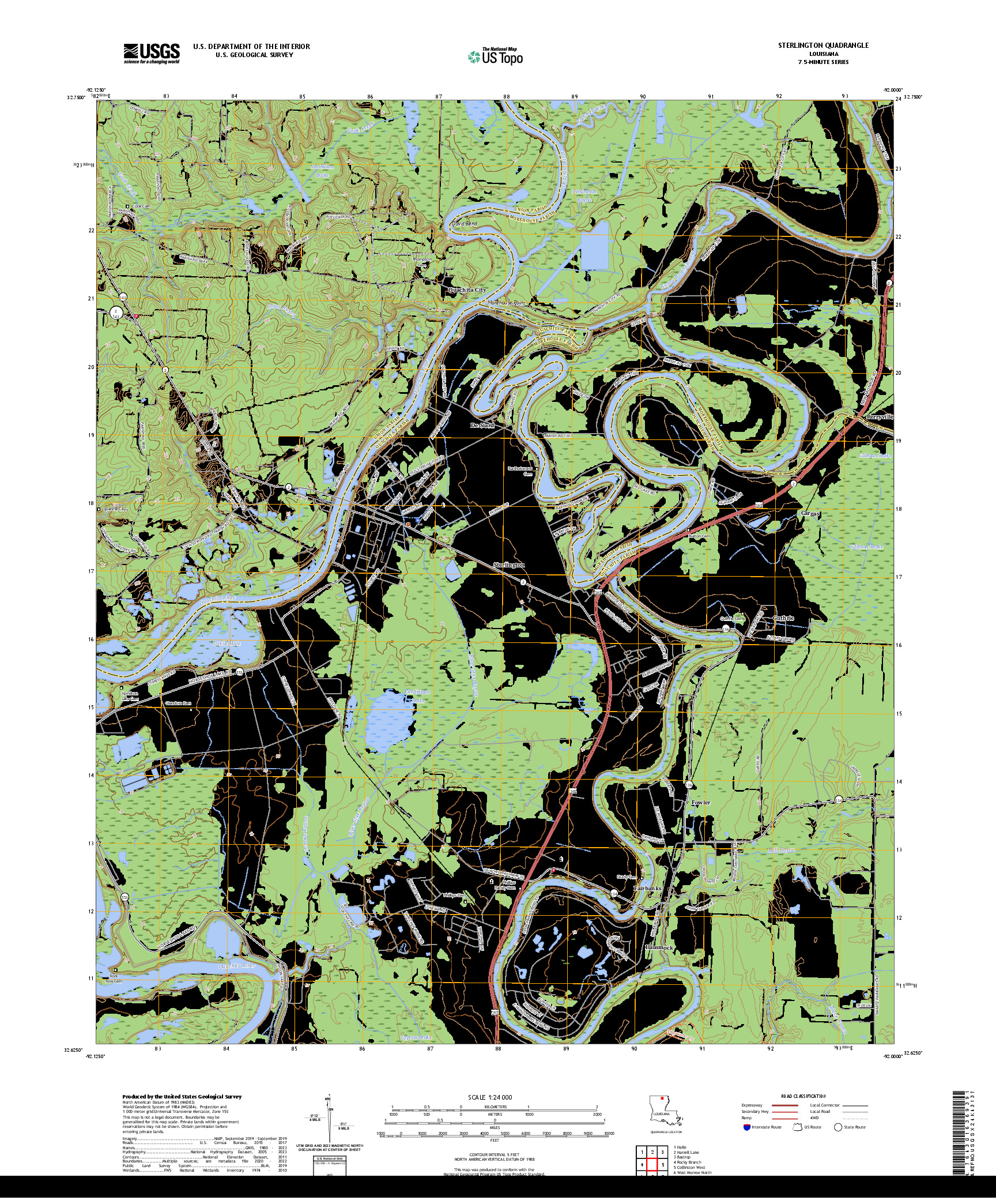 US TOPO 7.5-MINUTE MAP FOR STERLINGTON, LA