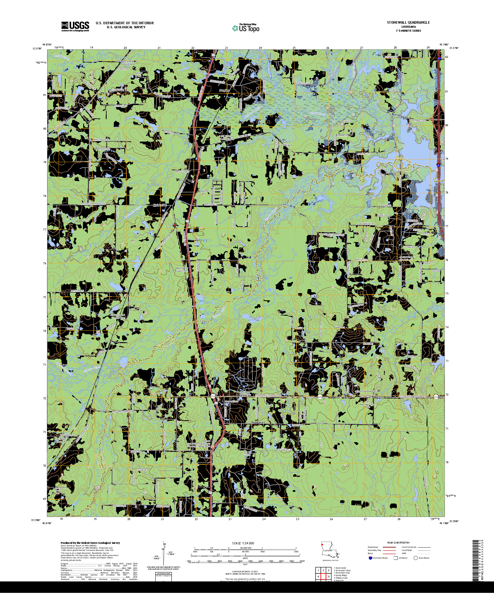 US TOPO 7.5-MINUTE MAP FOR STONEWALL, LA