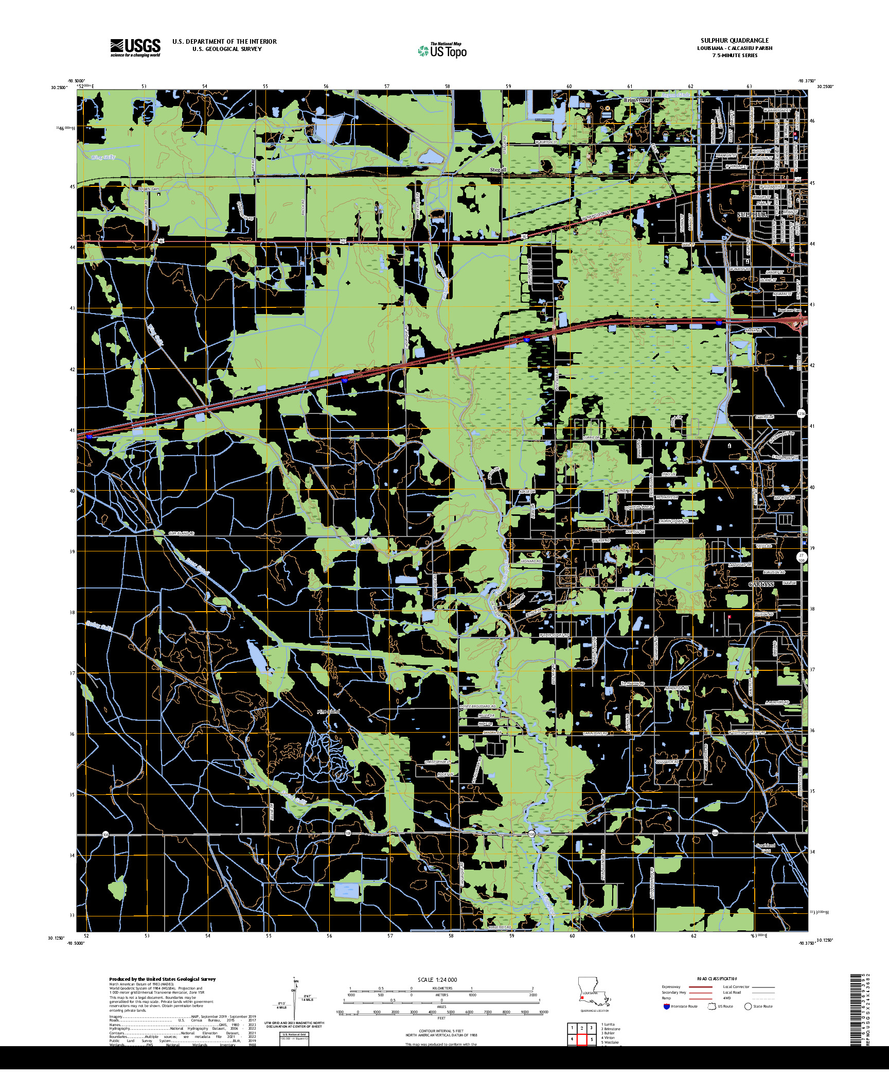 US TOPO 7.5-MINUTE MAP FOR SULPHUR, LA