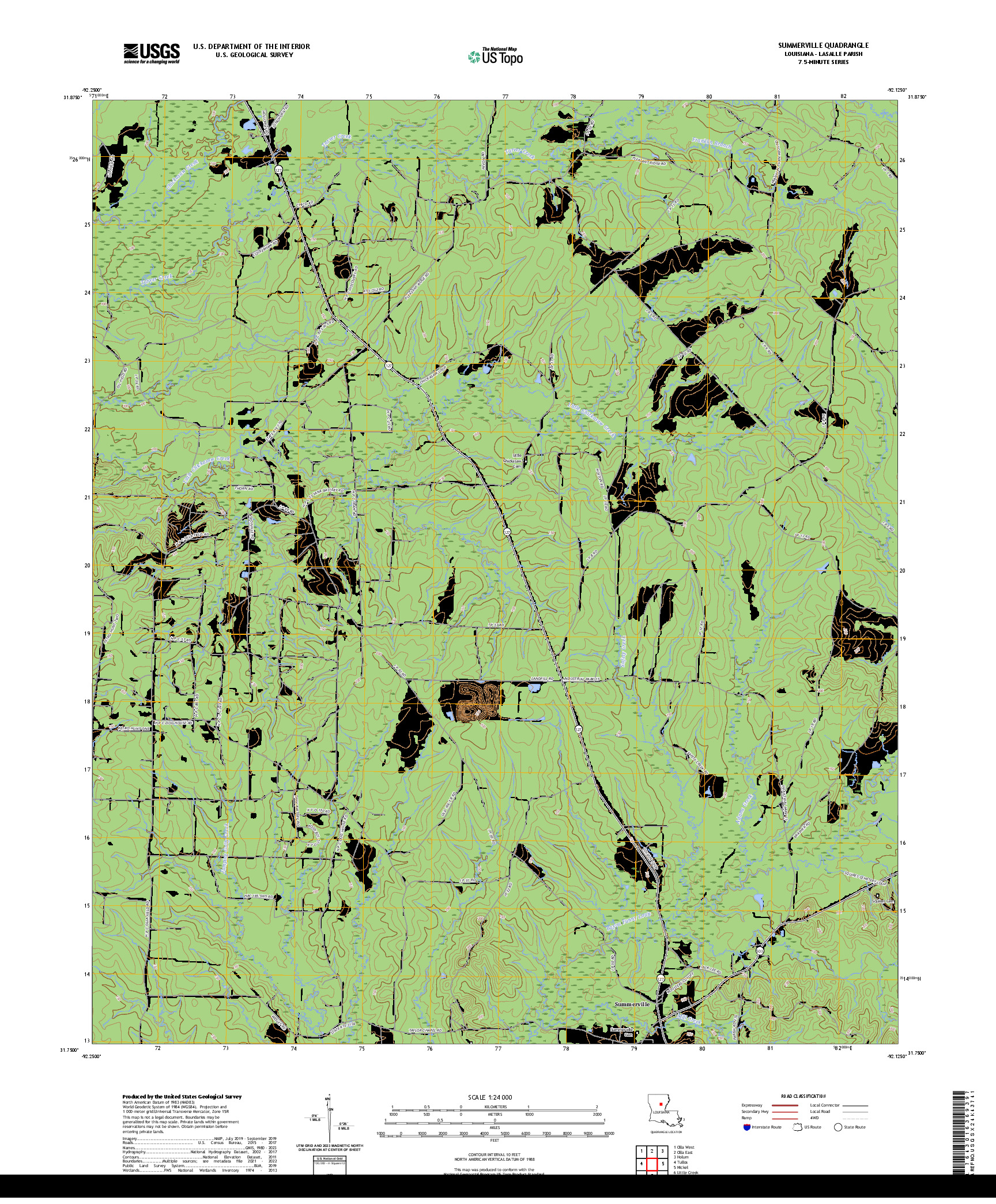 US TOPO 7.5-MINUTE MAP FOR SUMMERVILLE, LA
