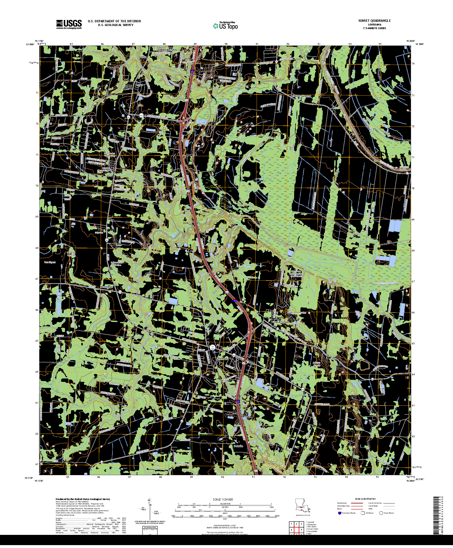 US TOPO 7.5-MINUTE MAP FOR SUNSET, LA