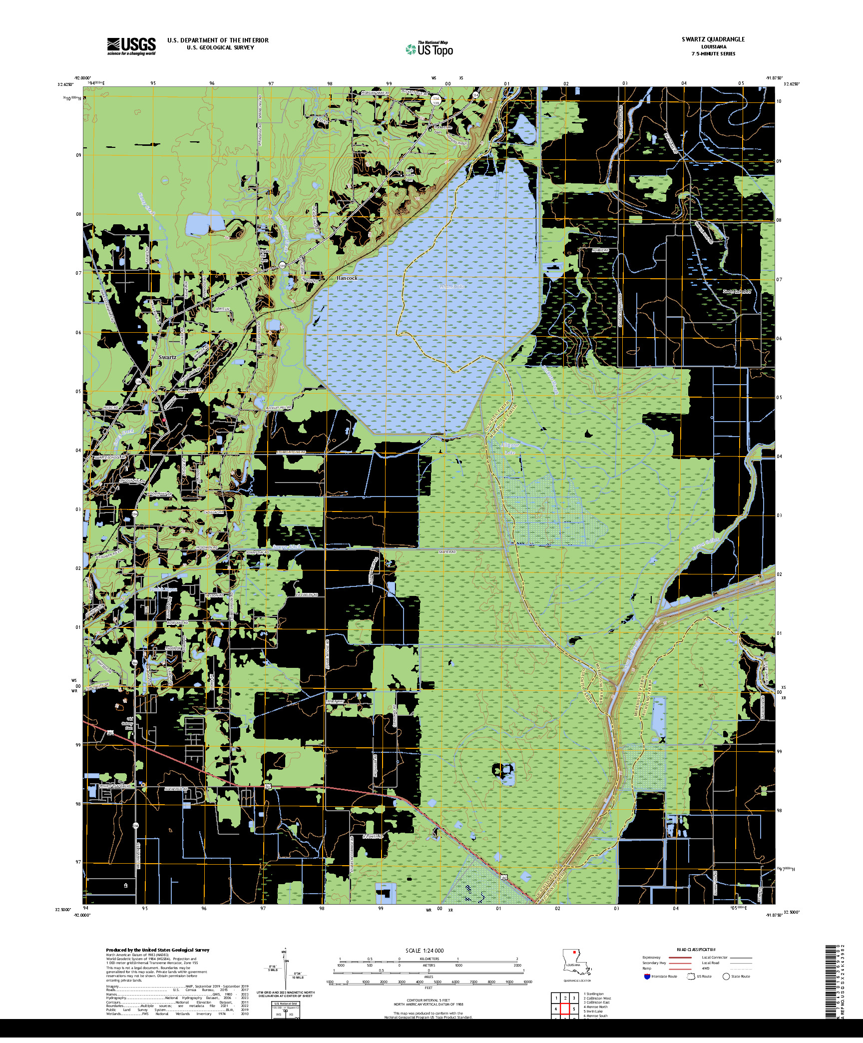 US TOPO 7.5-MINUTE MAP FOR SWARTZ, LA
