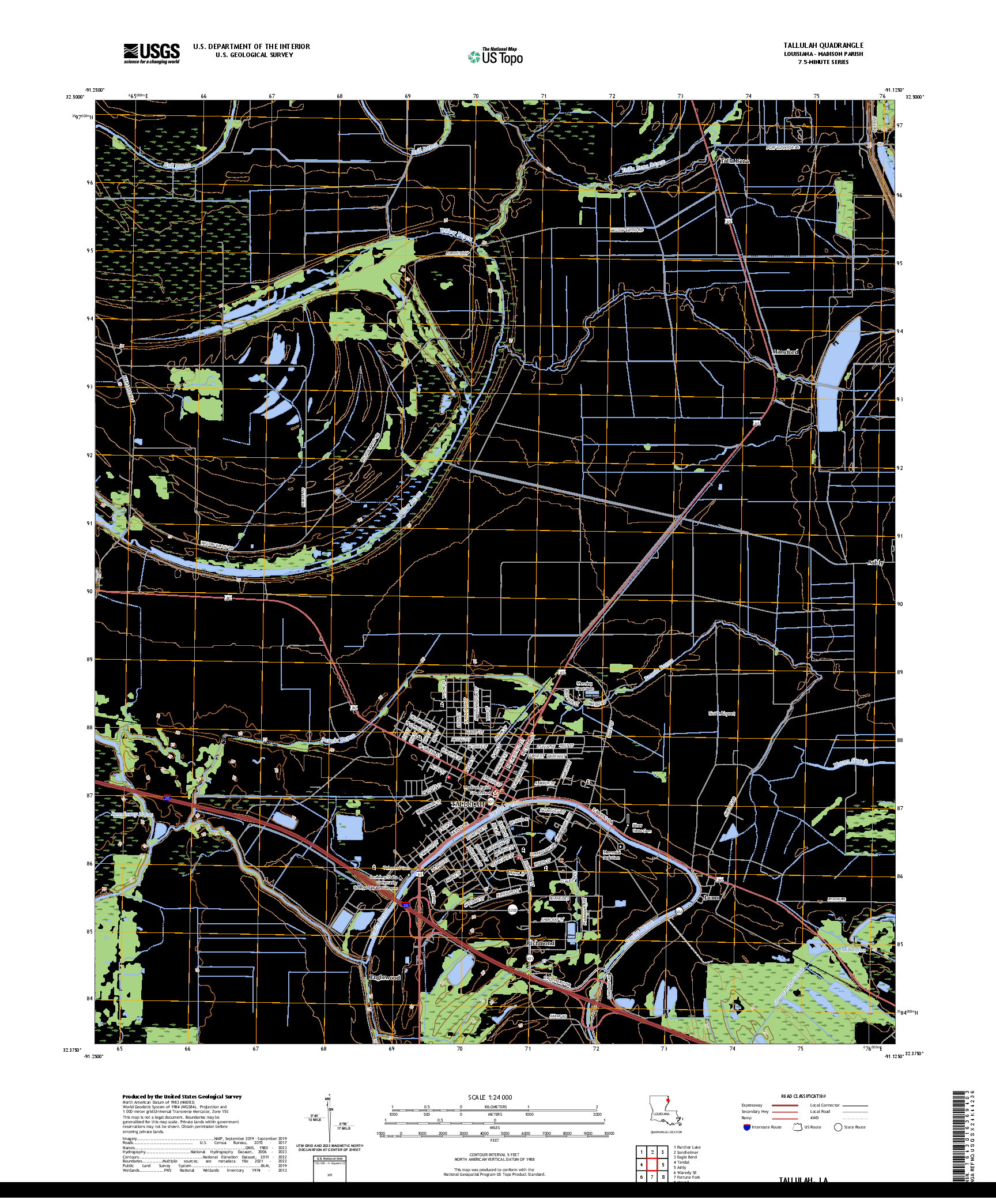 US TOPO 7.5-MINUTE MAP FOR TALLULAH, LA