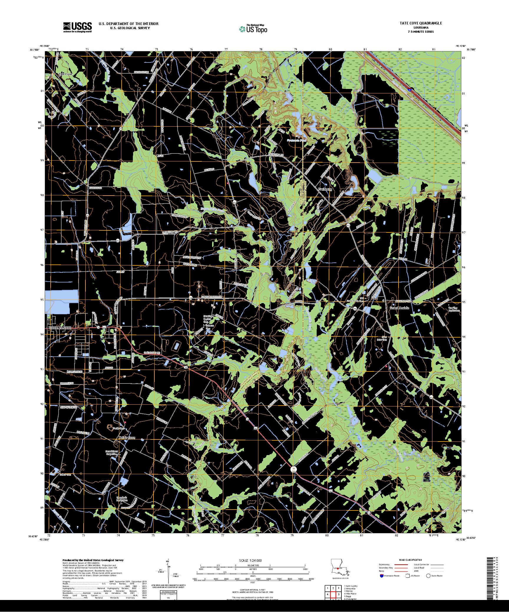US TOPO 7.5-MINUTE MAP FOR TATE COVE, LA