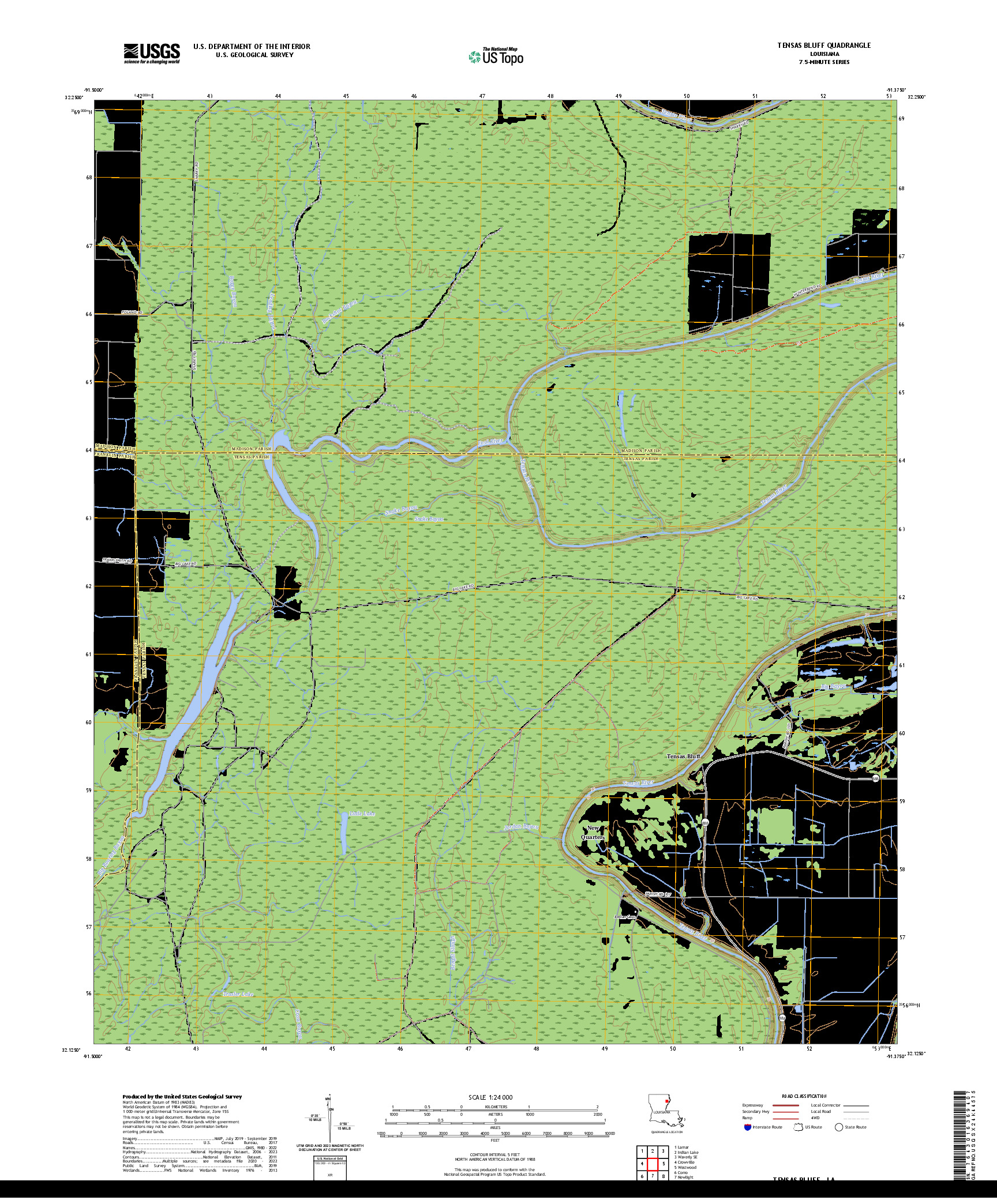 US TOPO 7.5-MINUTE MAP FOR TENSAS BLUFF, LA