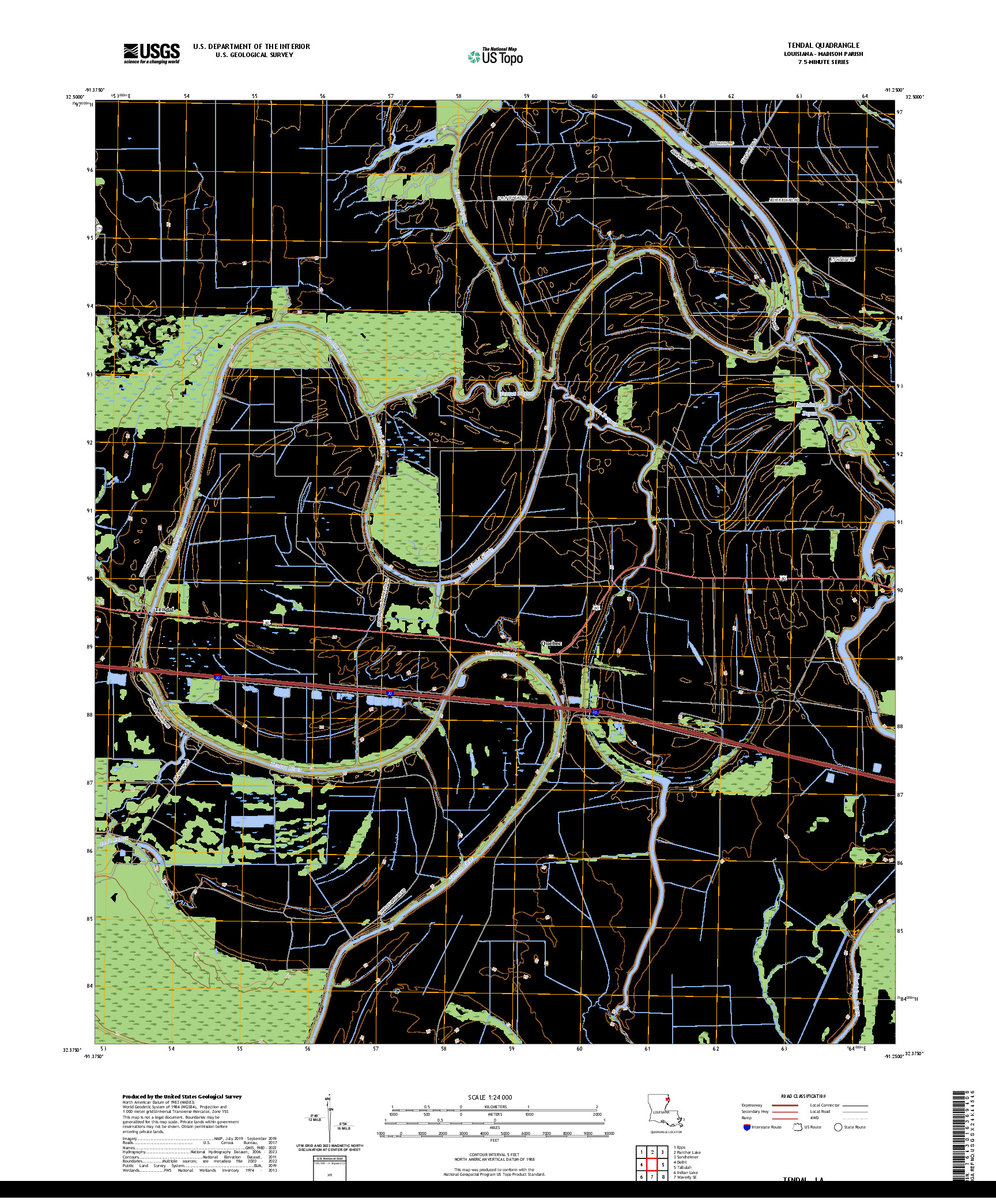 US TOPO 7.5-MINUTE MAP FOR TENDAL, LA