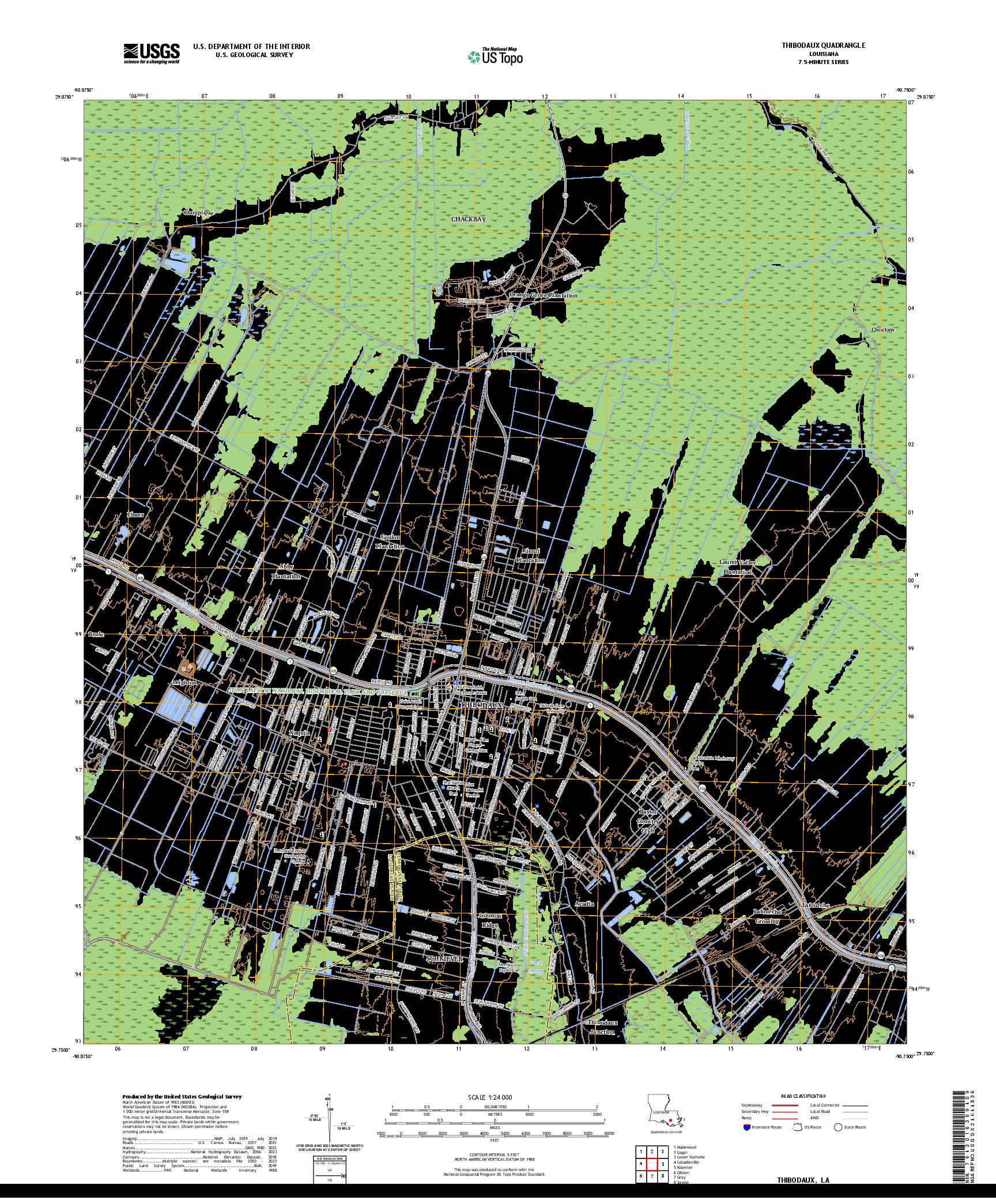 US TOPO 7.5-MINUTE MAP FOR THIBODAUX, LA