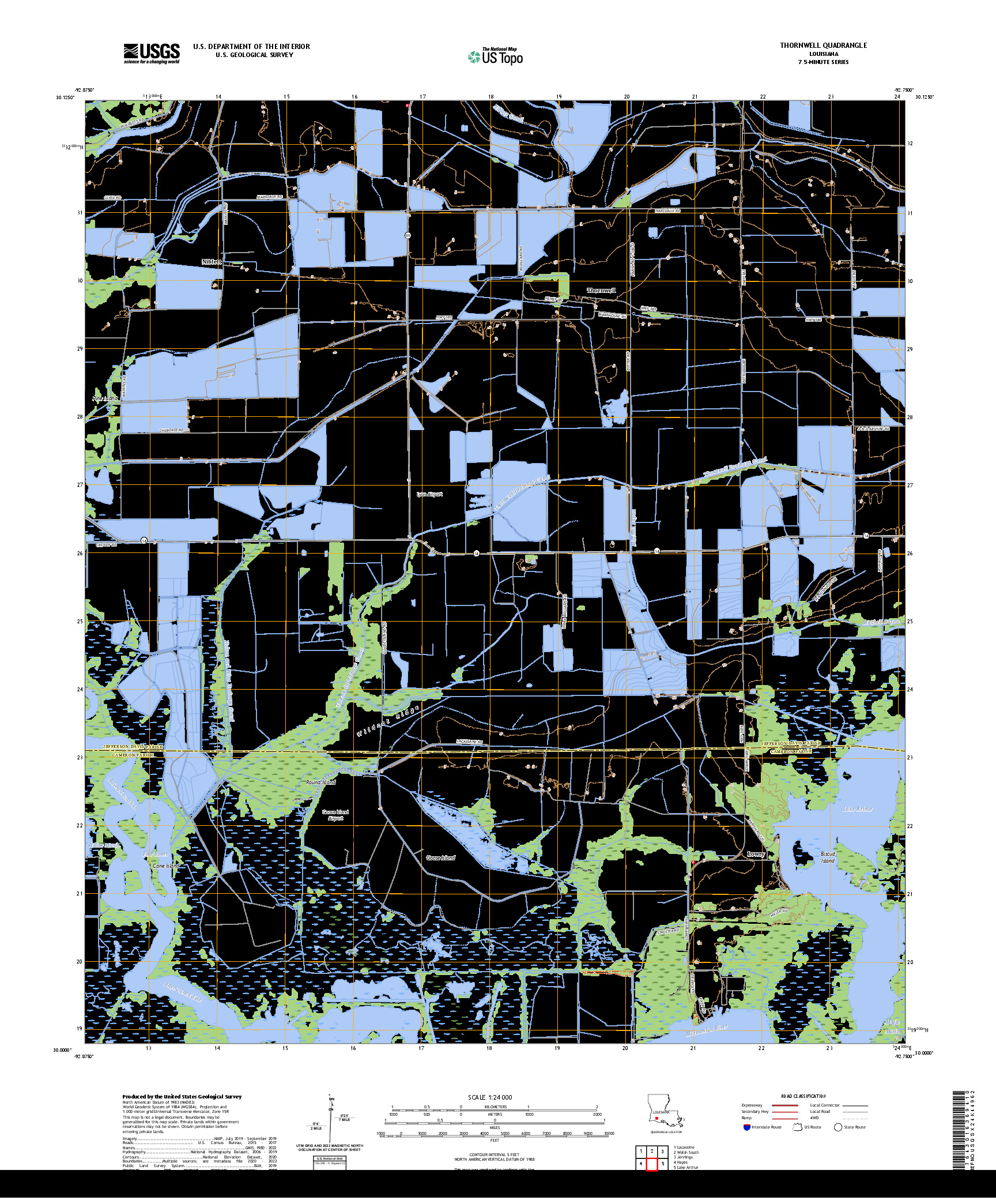 US TOPO 7.5-MINUTE MAP FOR THORNWELL, LA